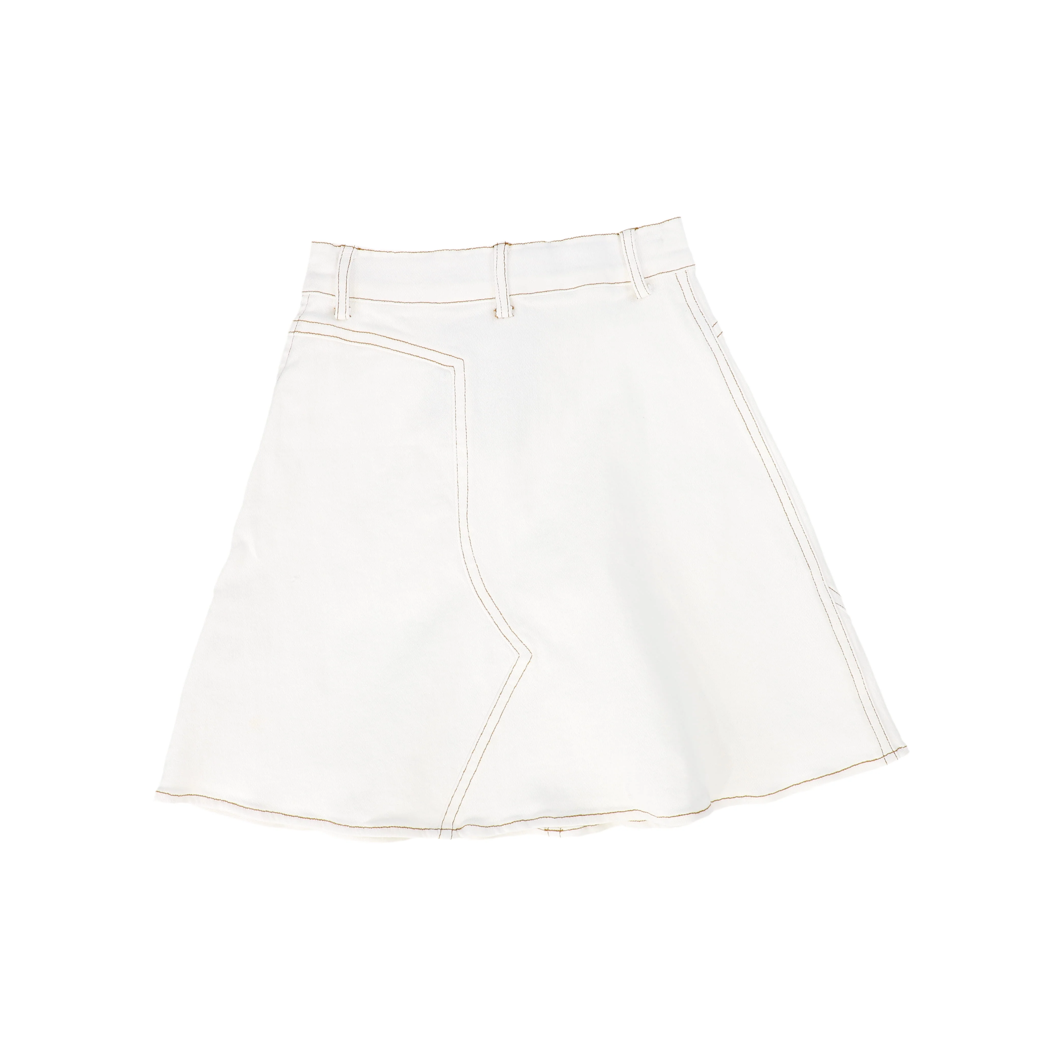 BAMBOO WHITE DENIM STITCHED SKIRT [FINAL SALE] - Image 2