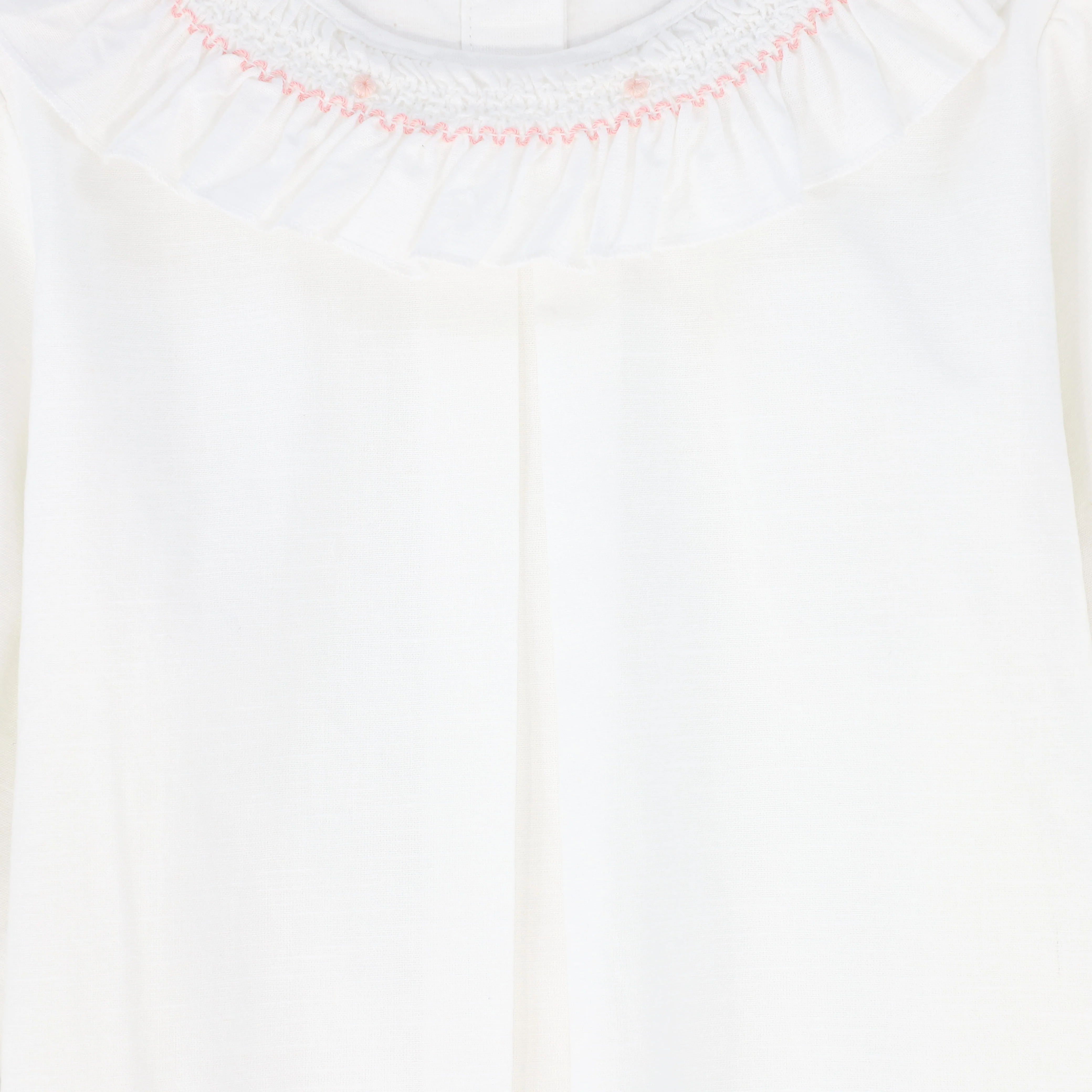 BAMBOO WHITE SMOCKED RUFFLE TRIM BLOUSE [FINAL SALE] - Image 3