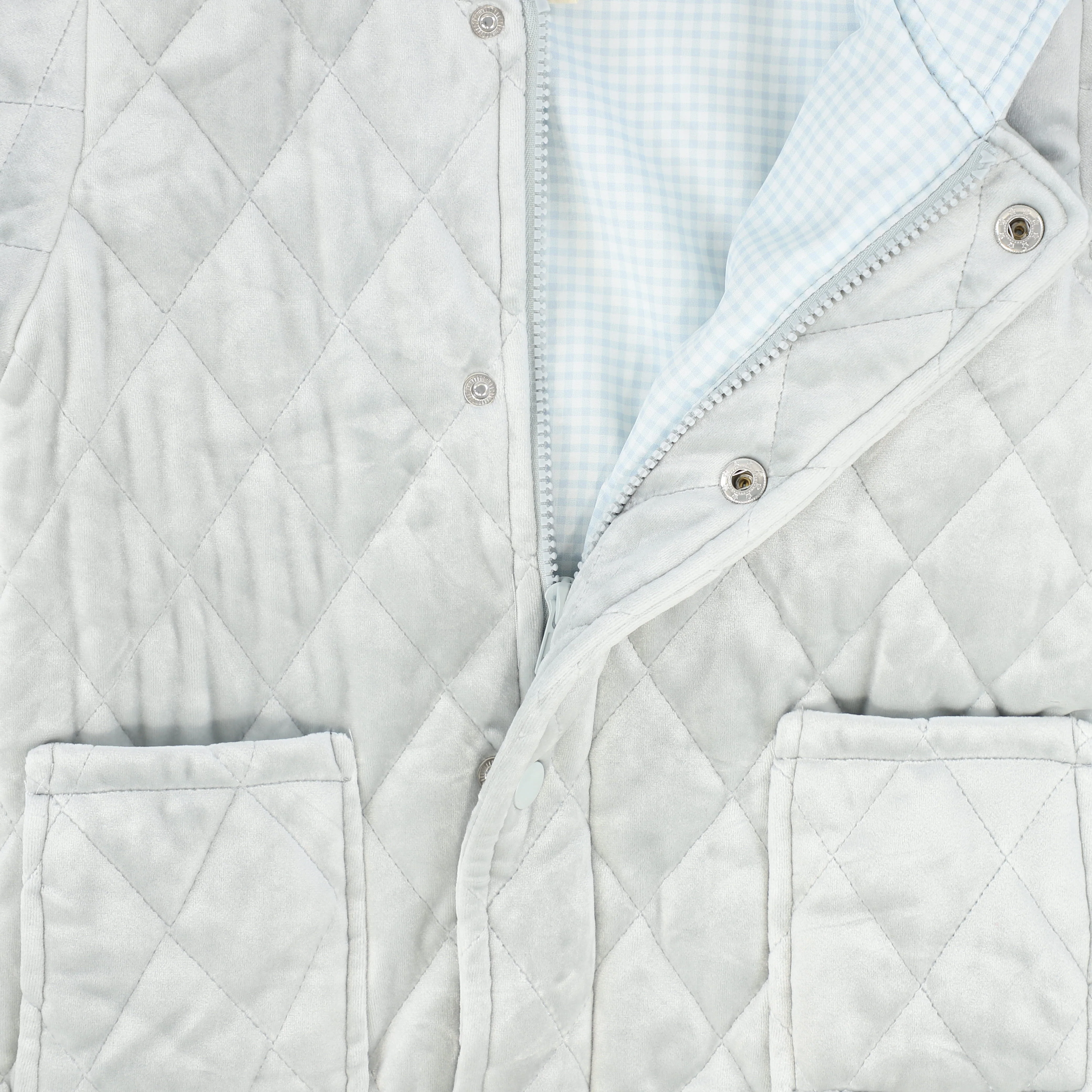 BEBE JOLEE CLOUDY BLUE VELOUR QUILTED JACKET[ FINAL SALE] - Image 2