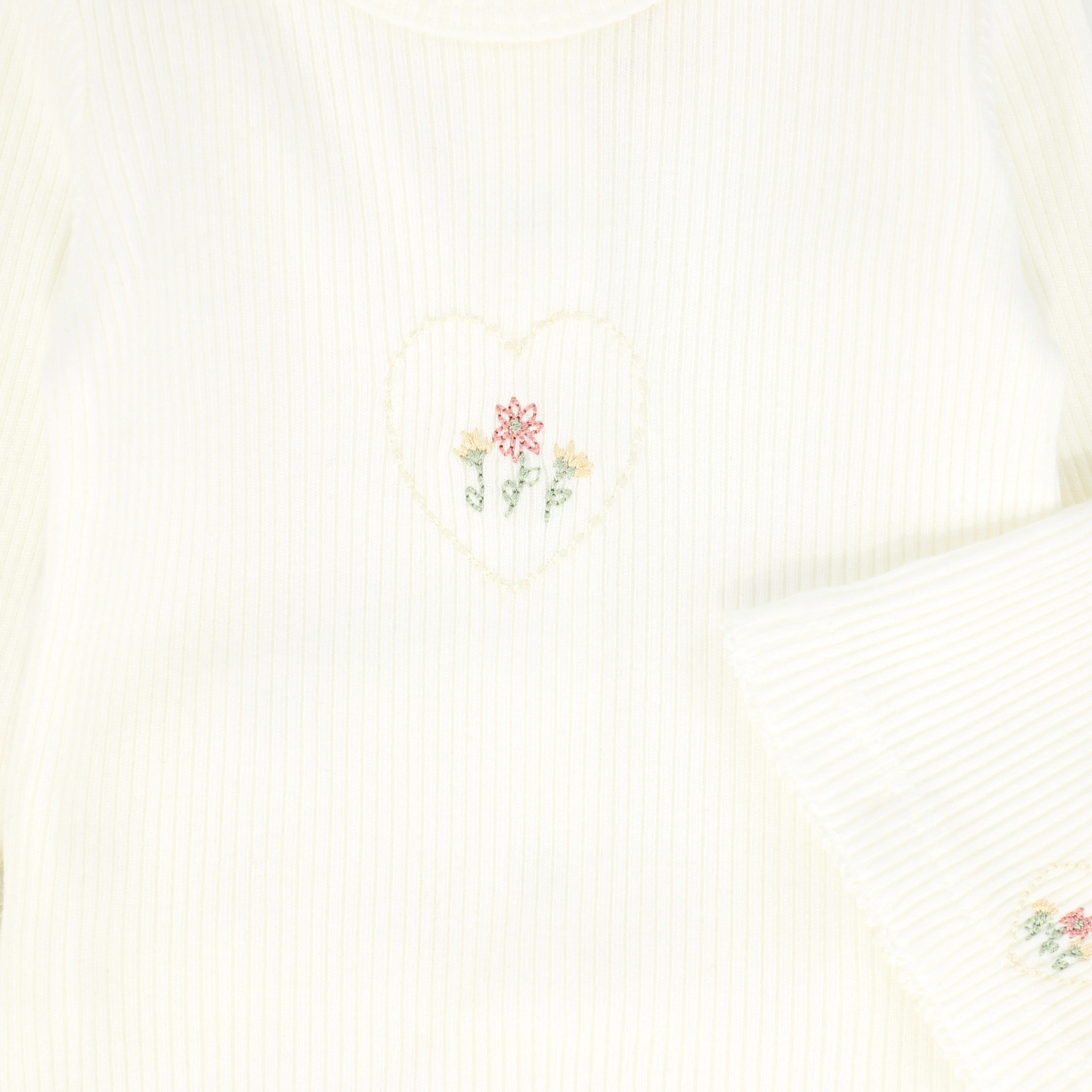 BEBE JOLEE IVORY OUTLINE EMBROIDERED FOOTIE [FINAL SALE] - Image 2