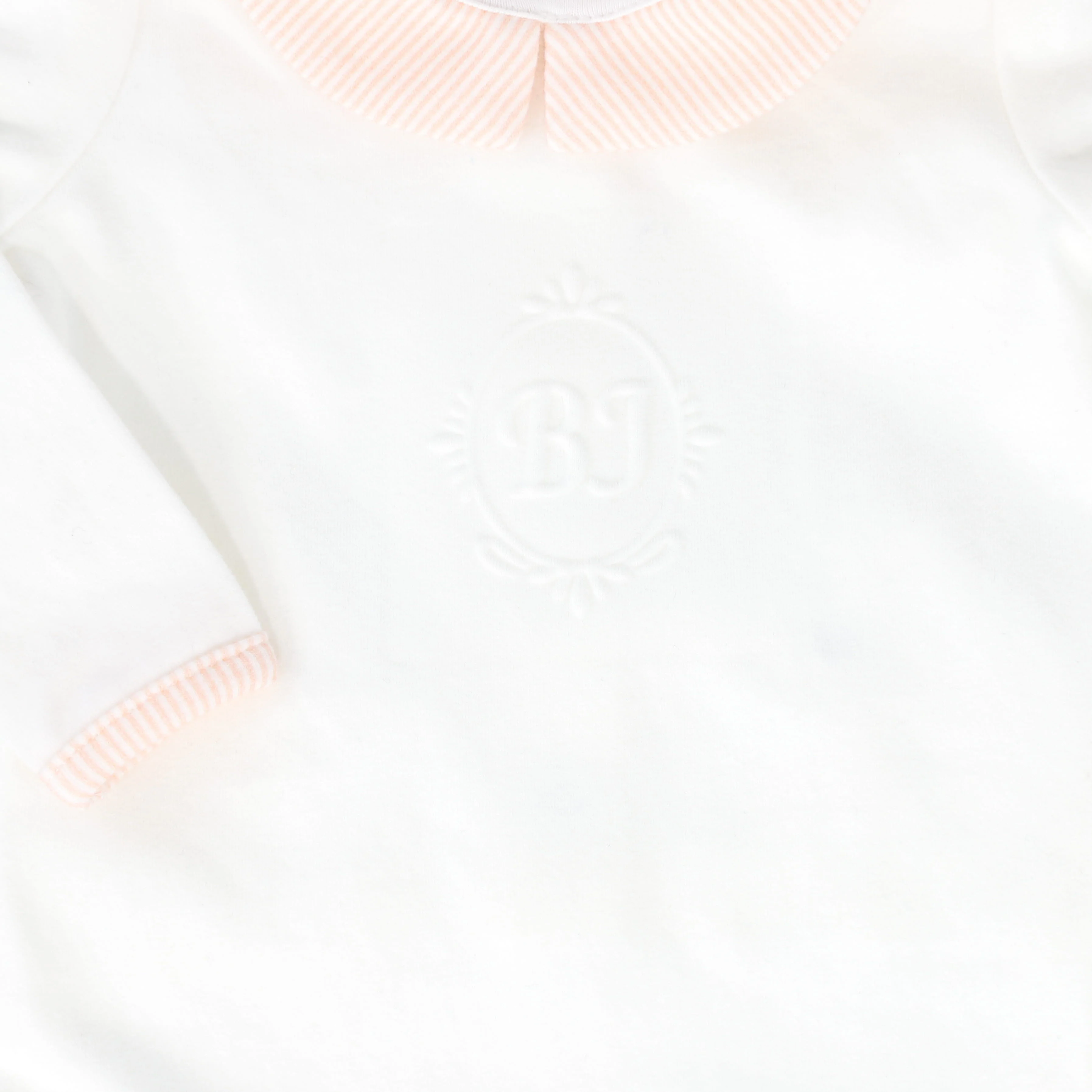 BEBE JOLEE PINK STRIPE COLLAR MONOGRAM FOOTIE SET - Image 2
