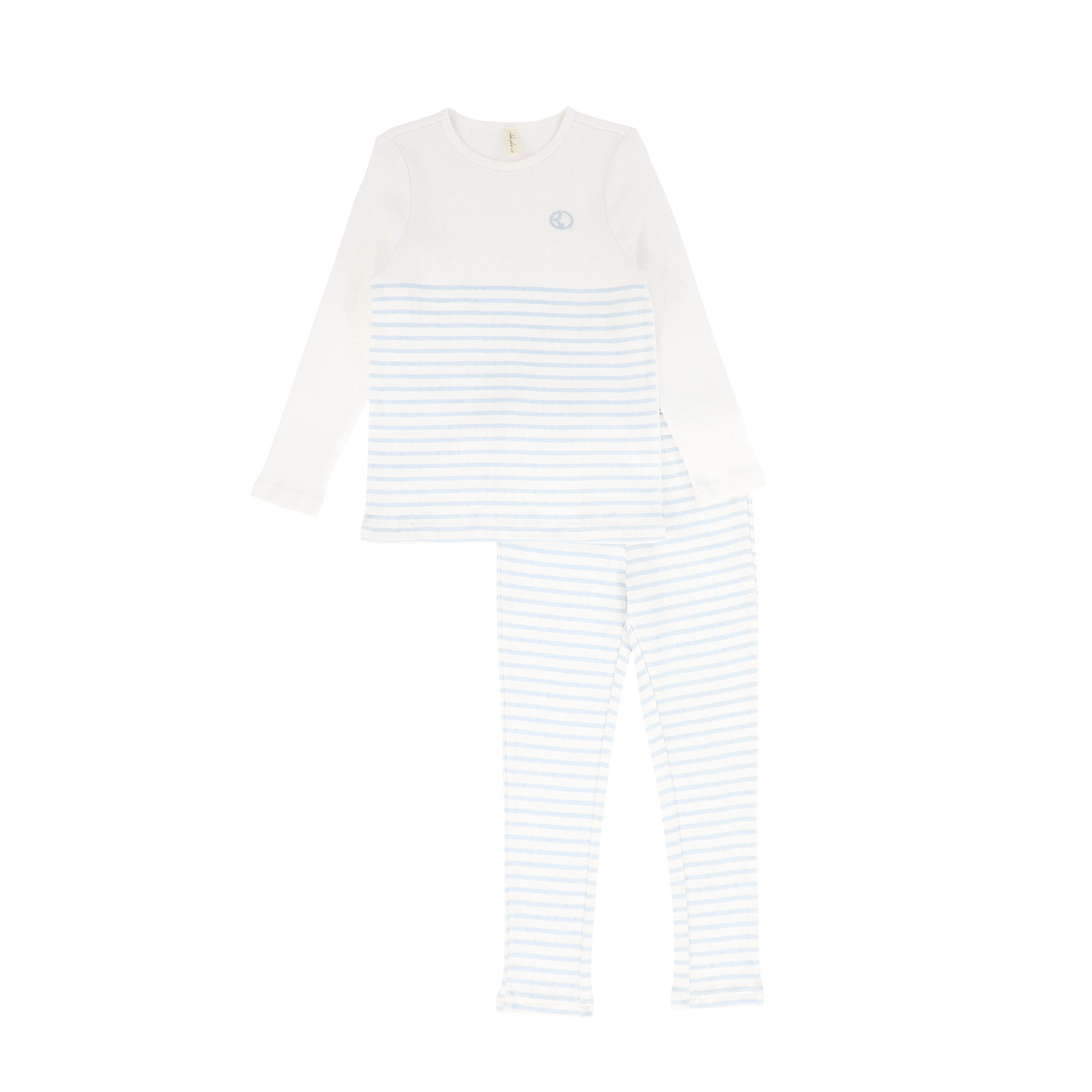BEBE JOLEE WHITE/BLUE STRIPE POINTELLE PAJAMAS