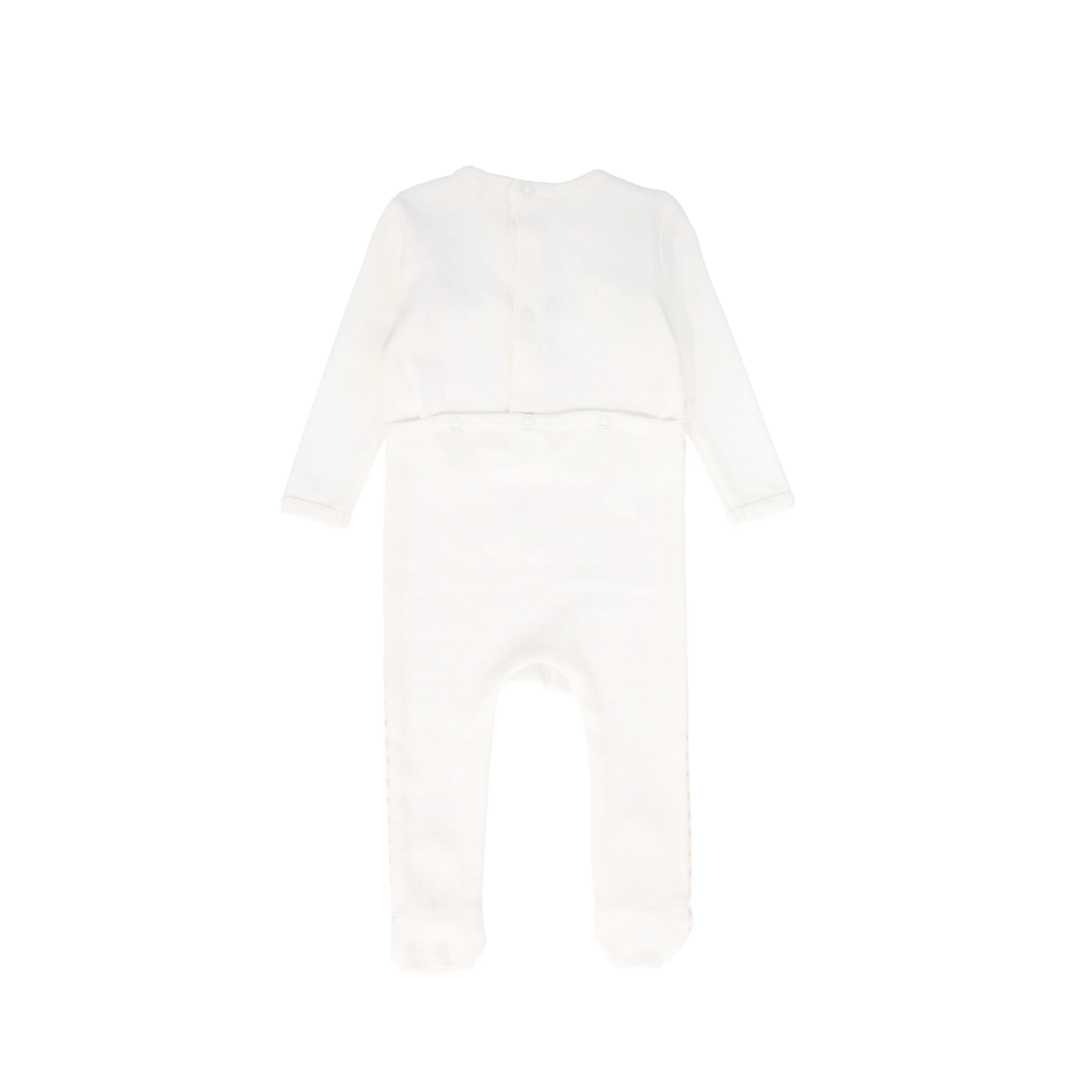 BEBE JOLEE WHITE/PINK STRIPE POINTELLE FOOTIE - Image 2