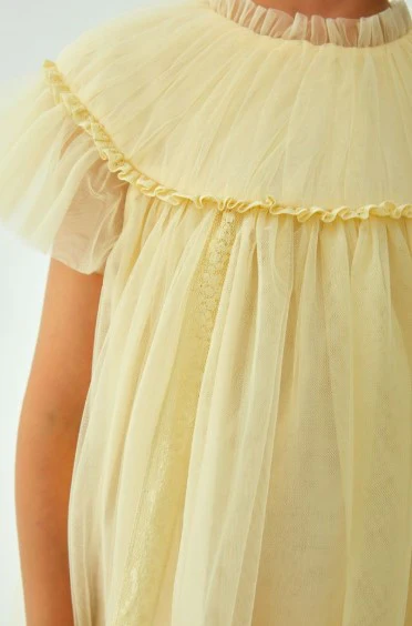 CERA UNA VOLTA PASTEL YELLOW TULLE RUFFLED DRESS - Image 3