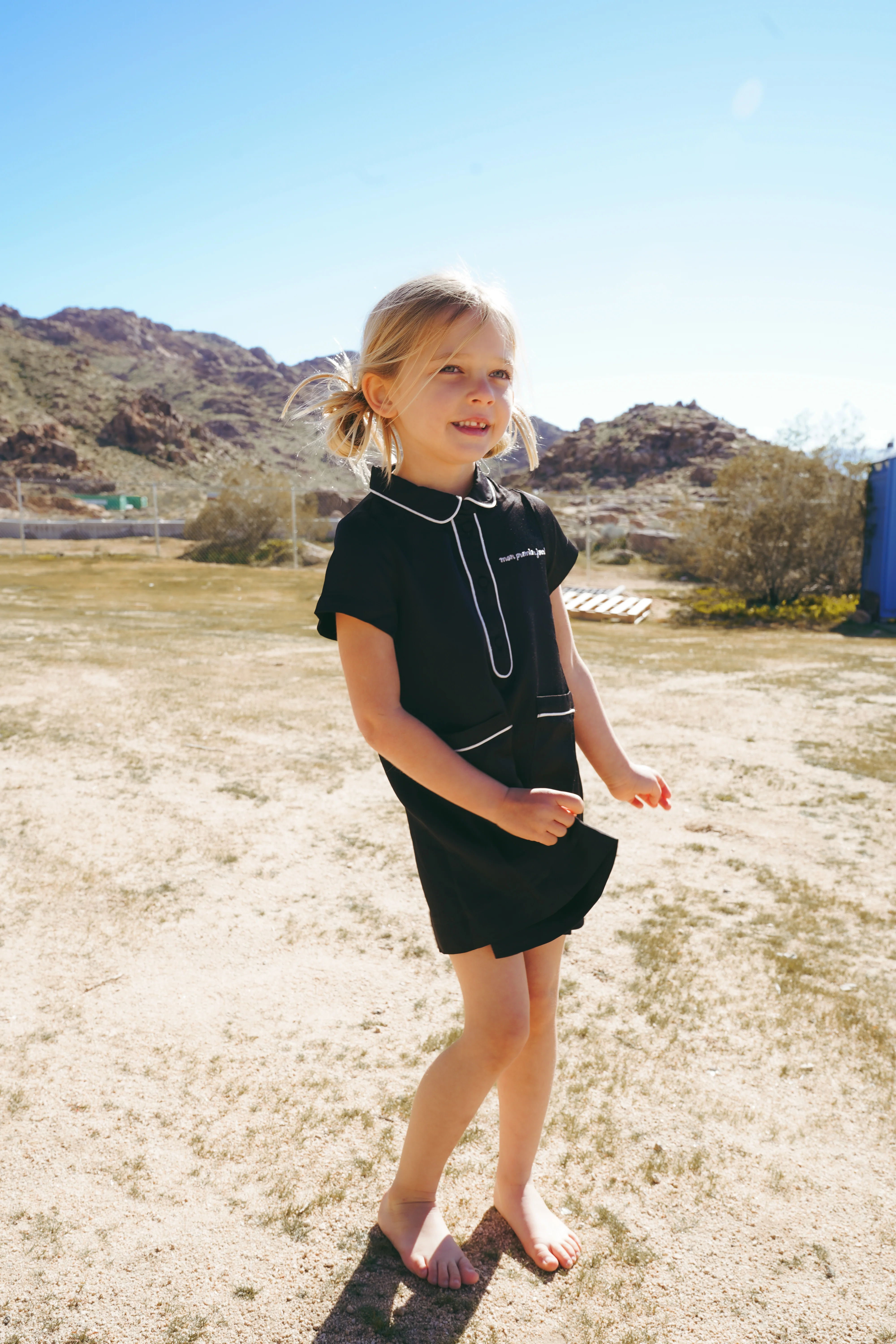 COCO BLANC BLACK SILK PIPED TRIM SHIRT DRESS [FINAL SALE] - Image 3