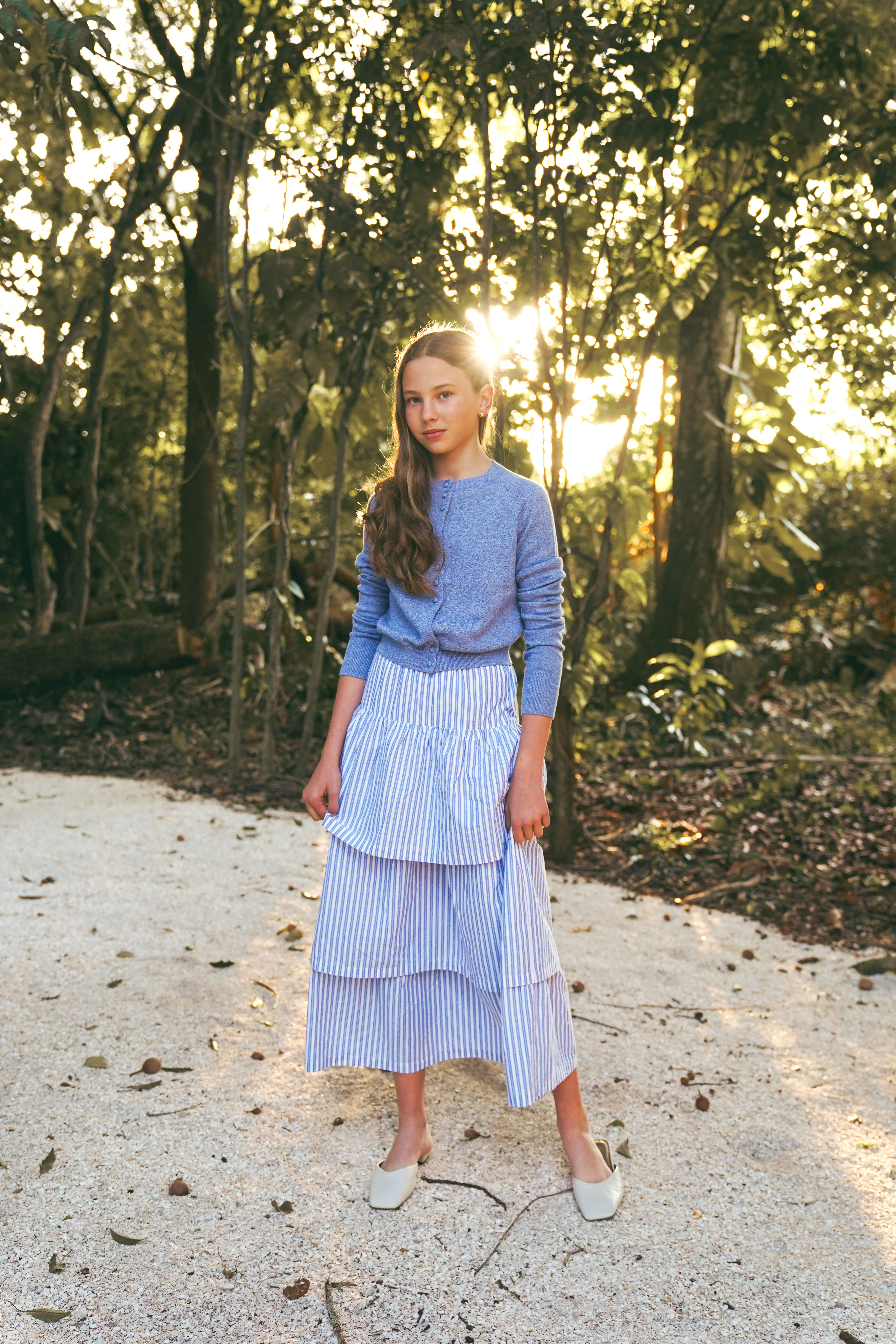 COCO BLANC BLUE STRIPE LAYERED SKIRT [FINAL SALE] - Image 2