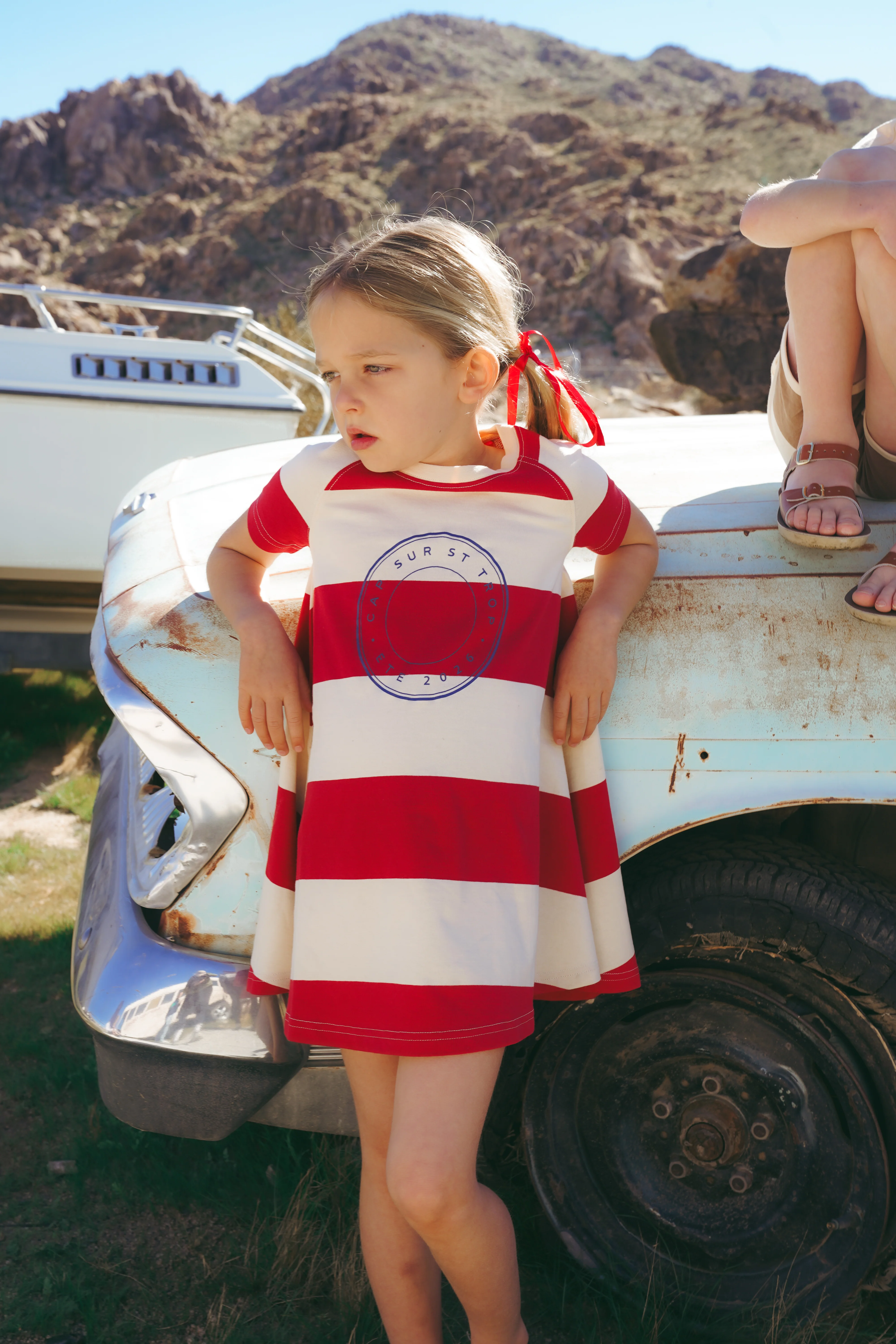 COCO BLANC RED WIDE STRIPE SS DRESS [FINAL SALE] - Image 2
