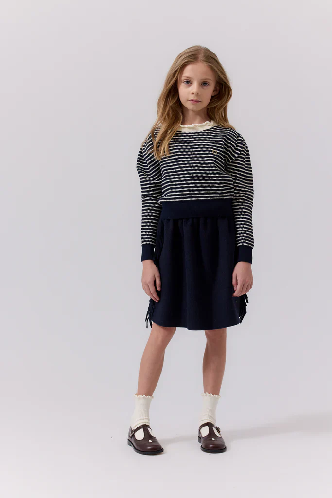 COTTIER NAVY WAISTED FLARE SKIRT [FINAL SALE] - Image 2