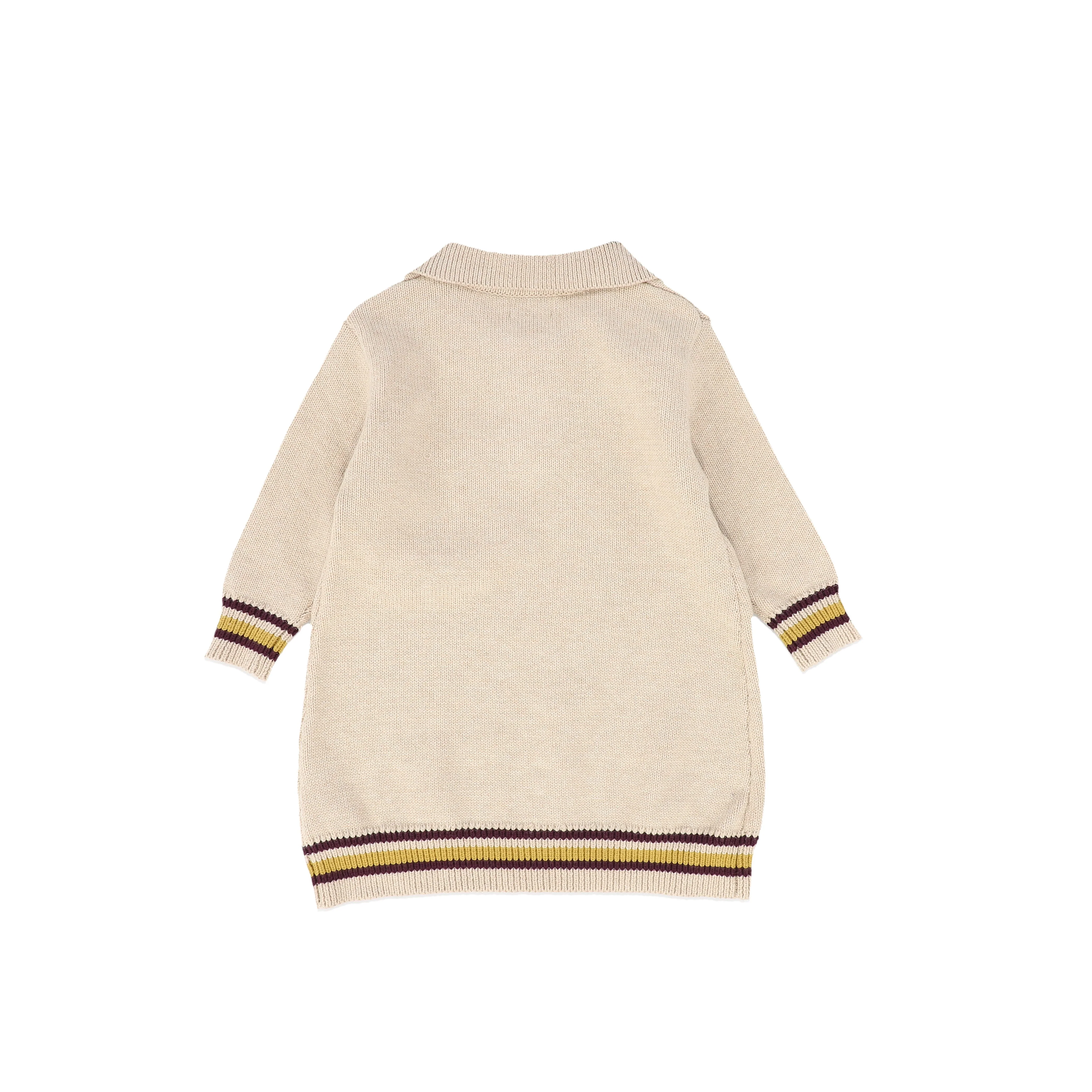 CREW KIDS BEIGE VARSITY TRIM KNIT DRESS [FINAL SALE] - Image 2