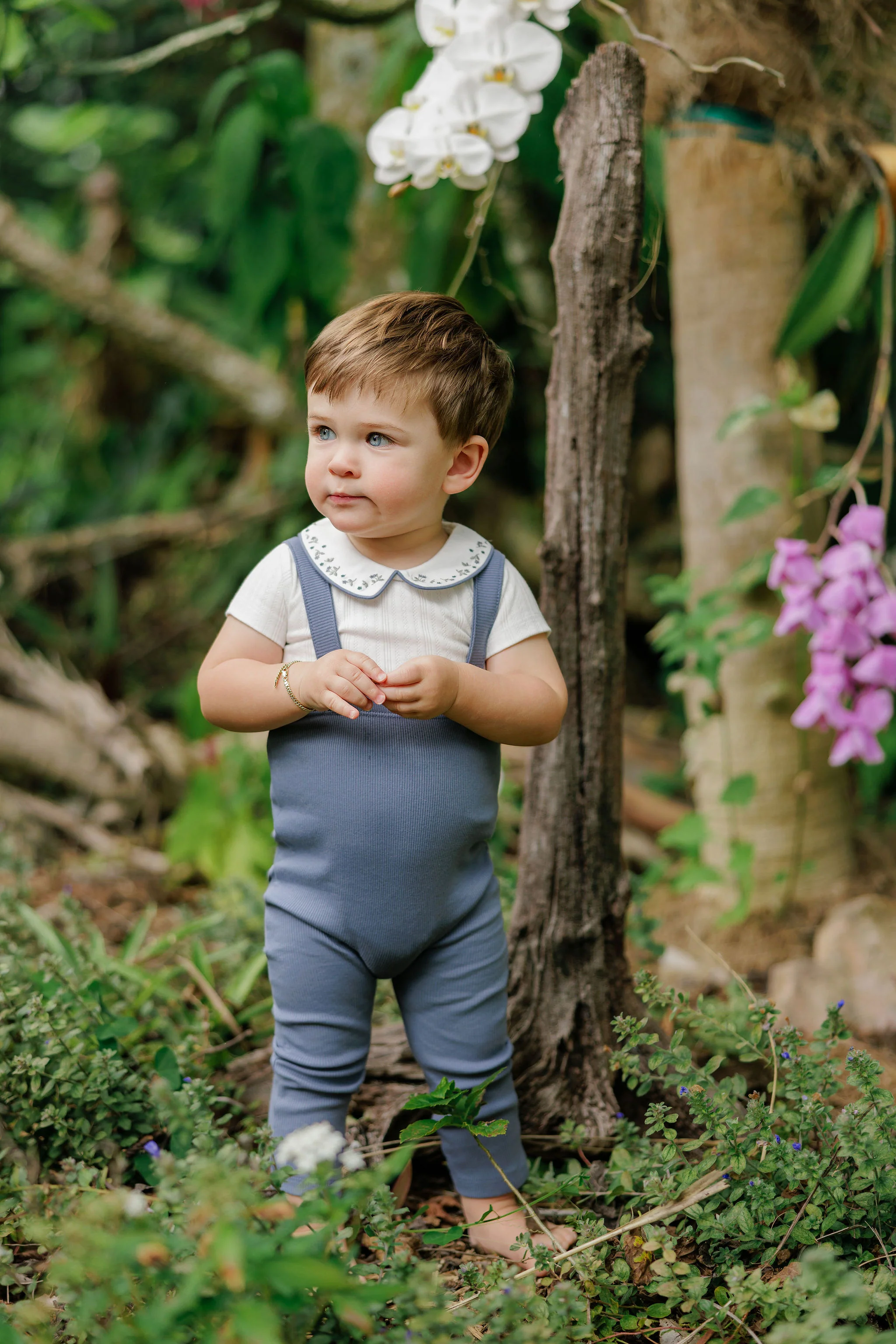 ELYS & CO IVORY/BLUE FLORAL EMBROIDERED OVERALL SET [FINAL SALE] - Image 2