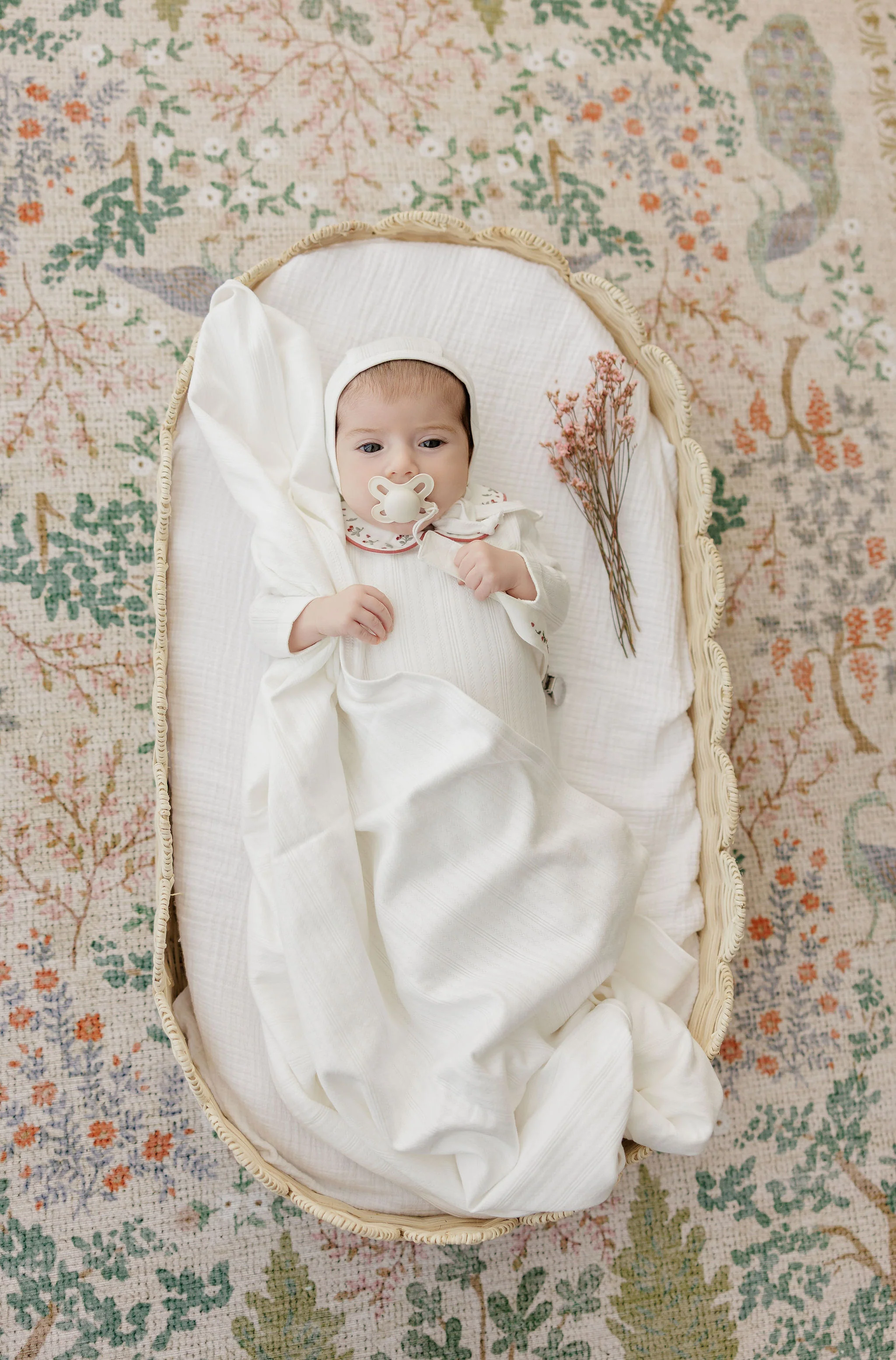 ELYS & CO IVORY/PINK FLORAL EMBROIDERED LAYETTE SET - Image 2