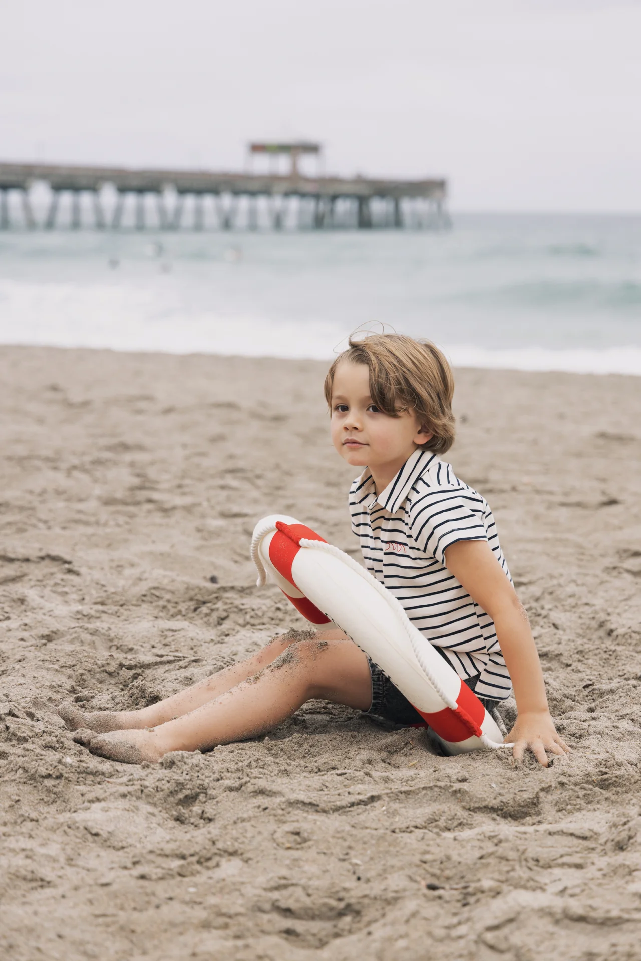 FARREN + ME NAVY STRIPED POLO T-SHIRT [FINAL SALE] - Image 2