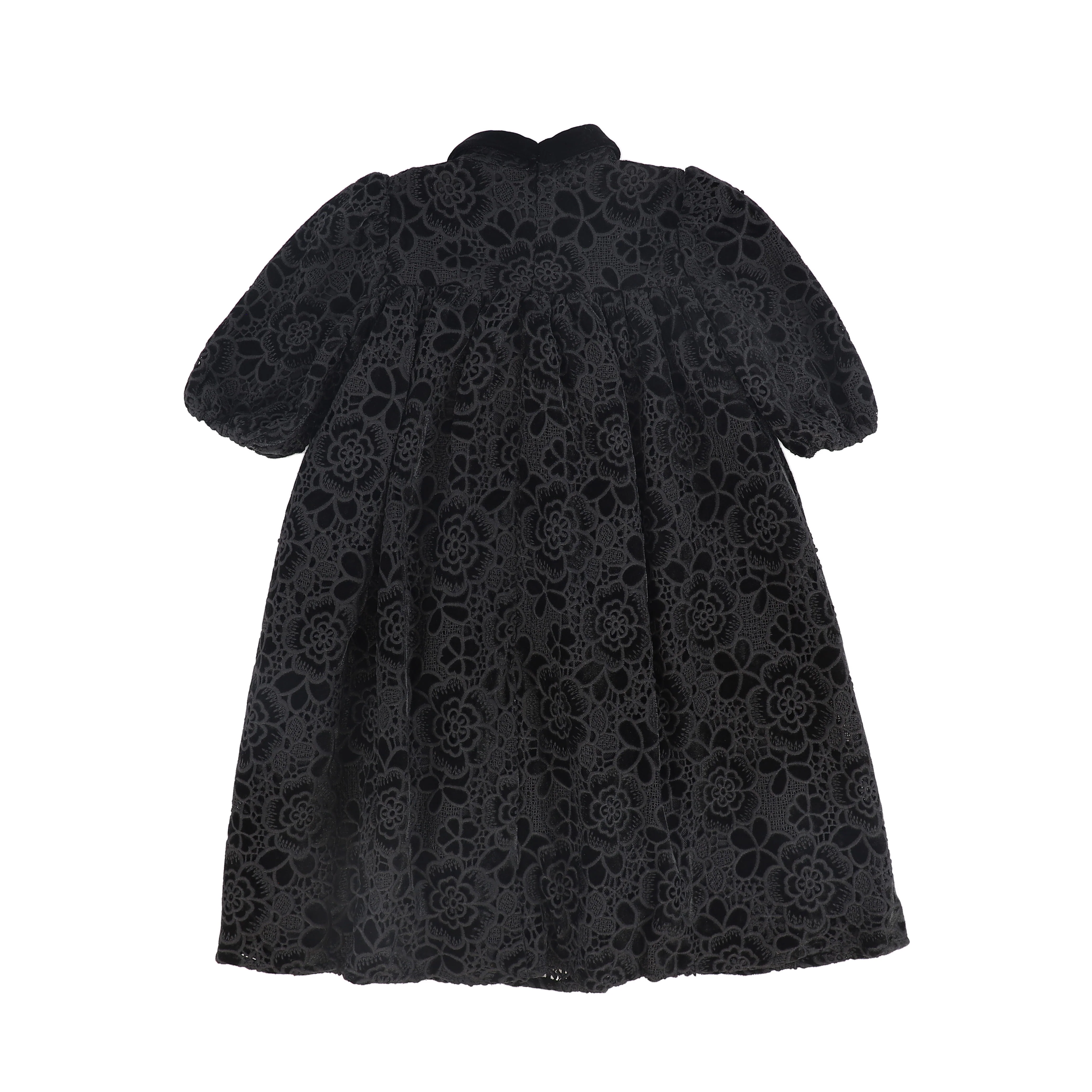FRANCESCA GUILIANO BLACK VELVET EMPIRE DRESS [FINAL SALE] - Image 2