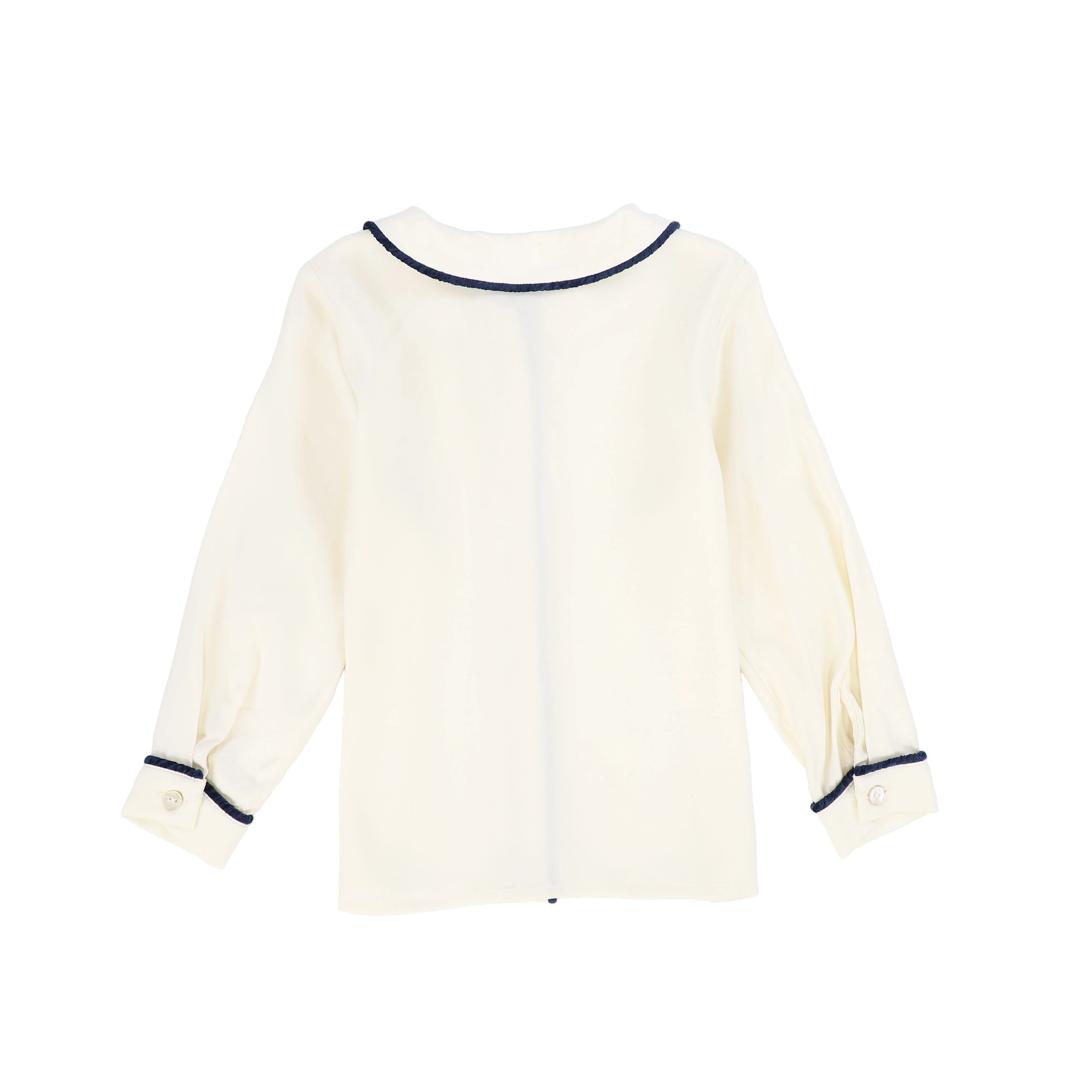 FRANCESCA GUILIANO CREAM/BLUE PIPED SILK BLOUSE [FINAL SALE] - Image 2