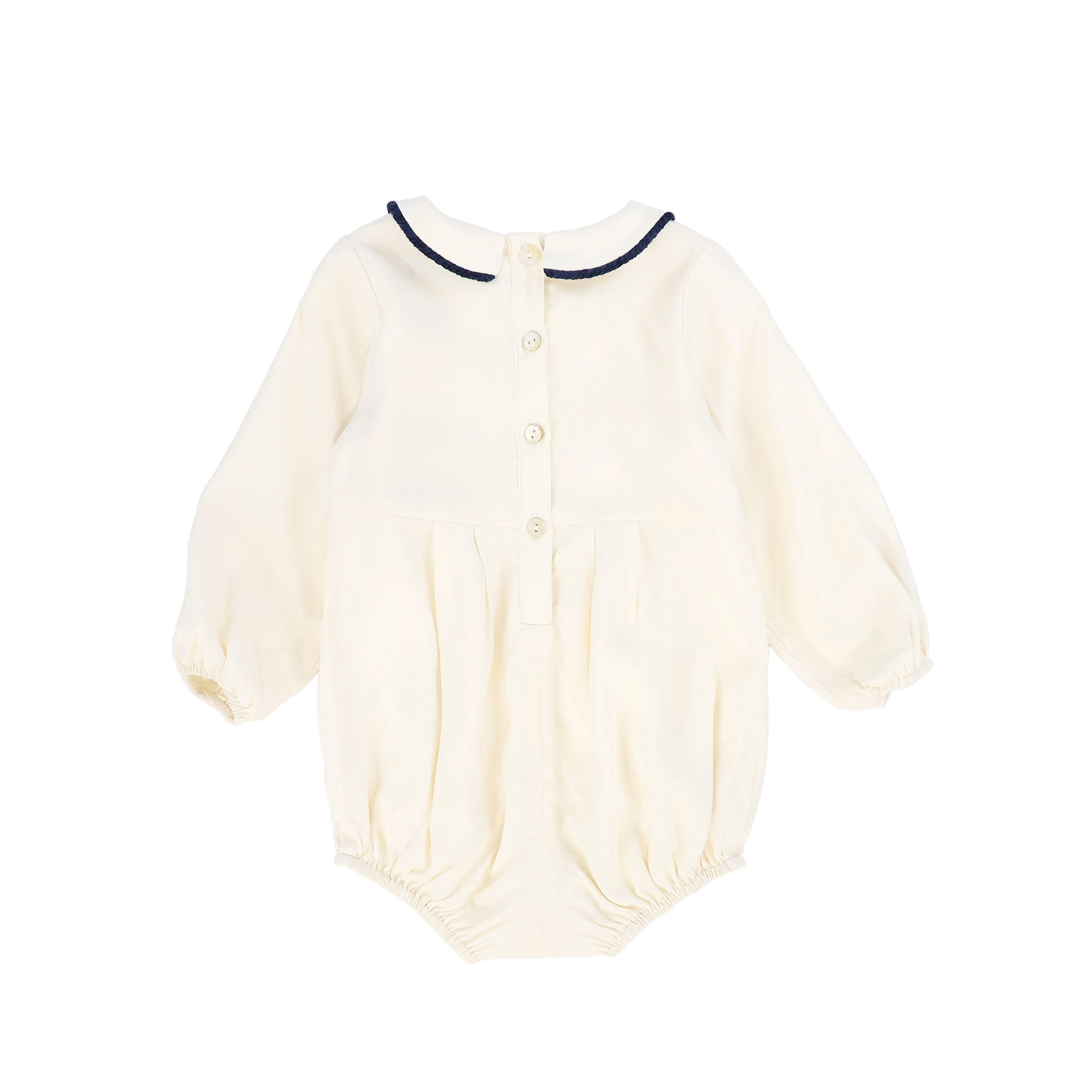 FRANCESCA GUILIANO CREAM/BLUE VELVET PIPED ROMPER [FINAL SALE] - Image 2