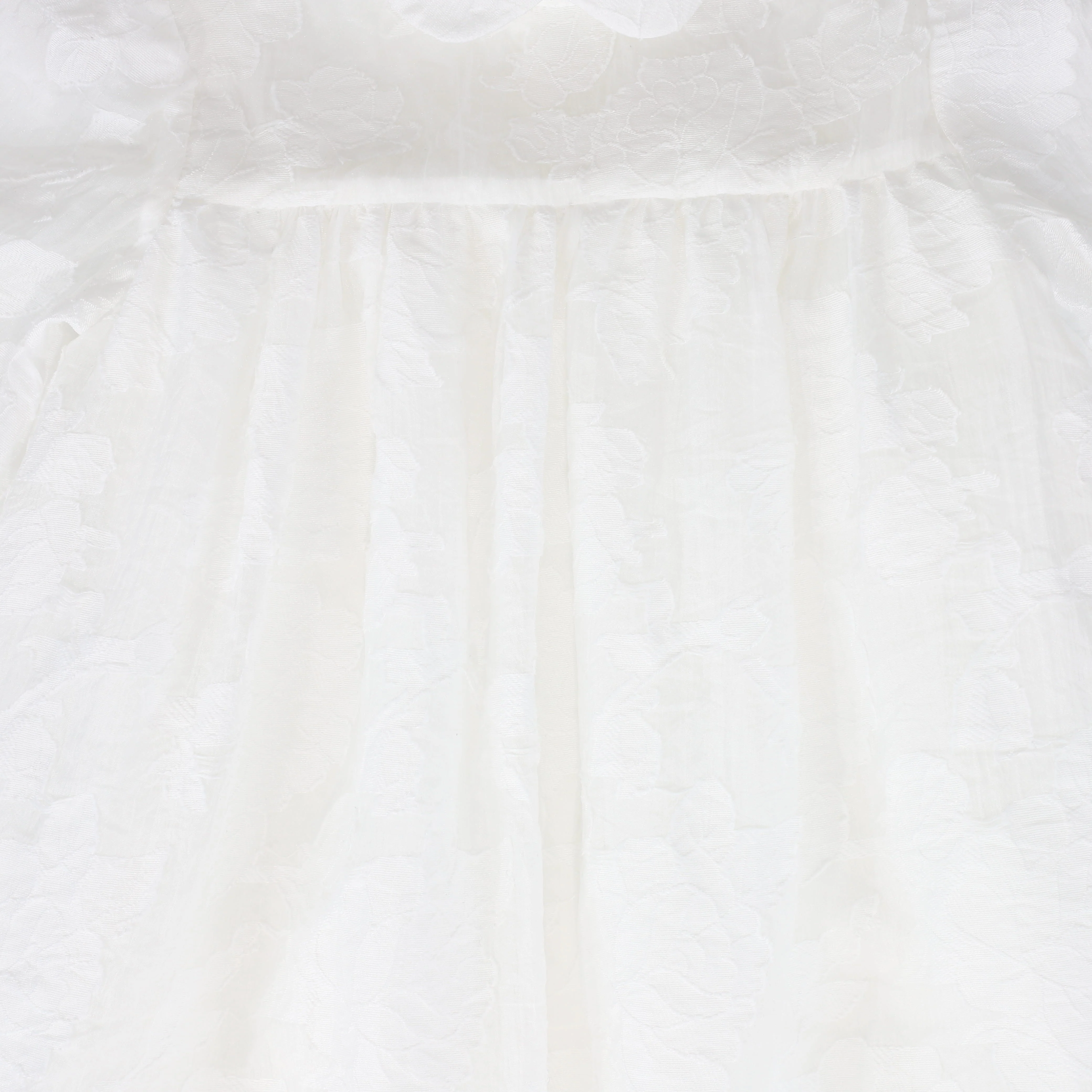 FRANCESCA GUILIANO IVORY FLOWER TEXTURED ORGANZA PUFF SLEEVE DRESS [FINAL SALE] - Image 2