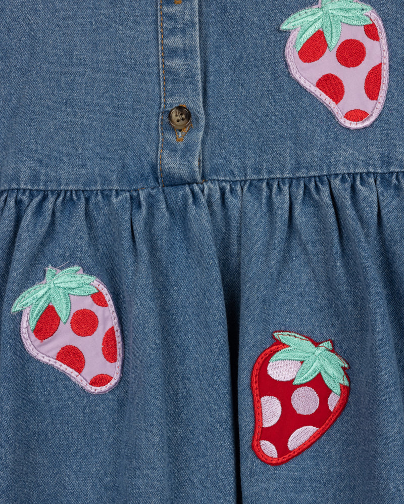 HELLO YELLOW DENIM APPLIQUE DRESS [FINAL SALE] - Image 2