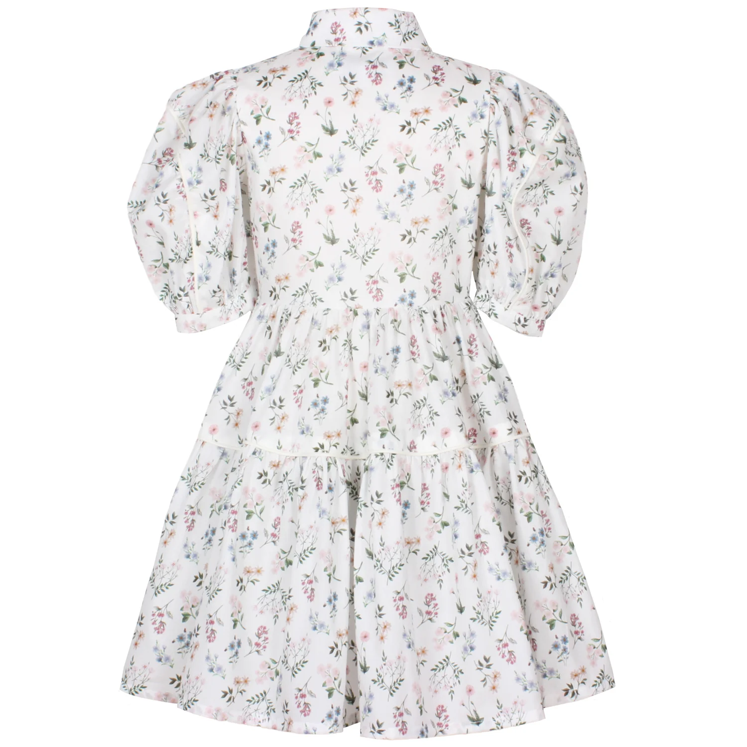 JESSE AND JAMES WHITE FLORAL PUFF SLEEVE TIERED DRESS [FINAL SALE] - Image 2