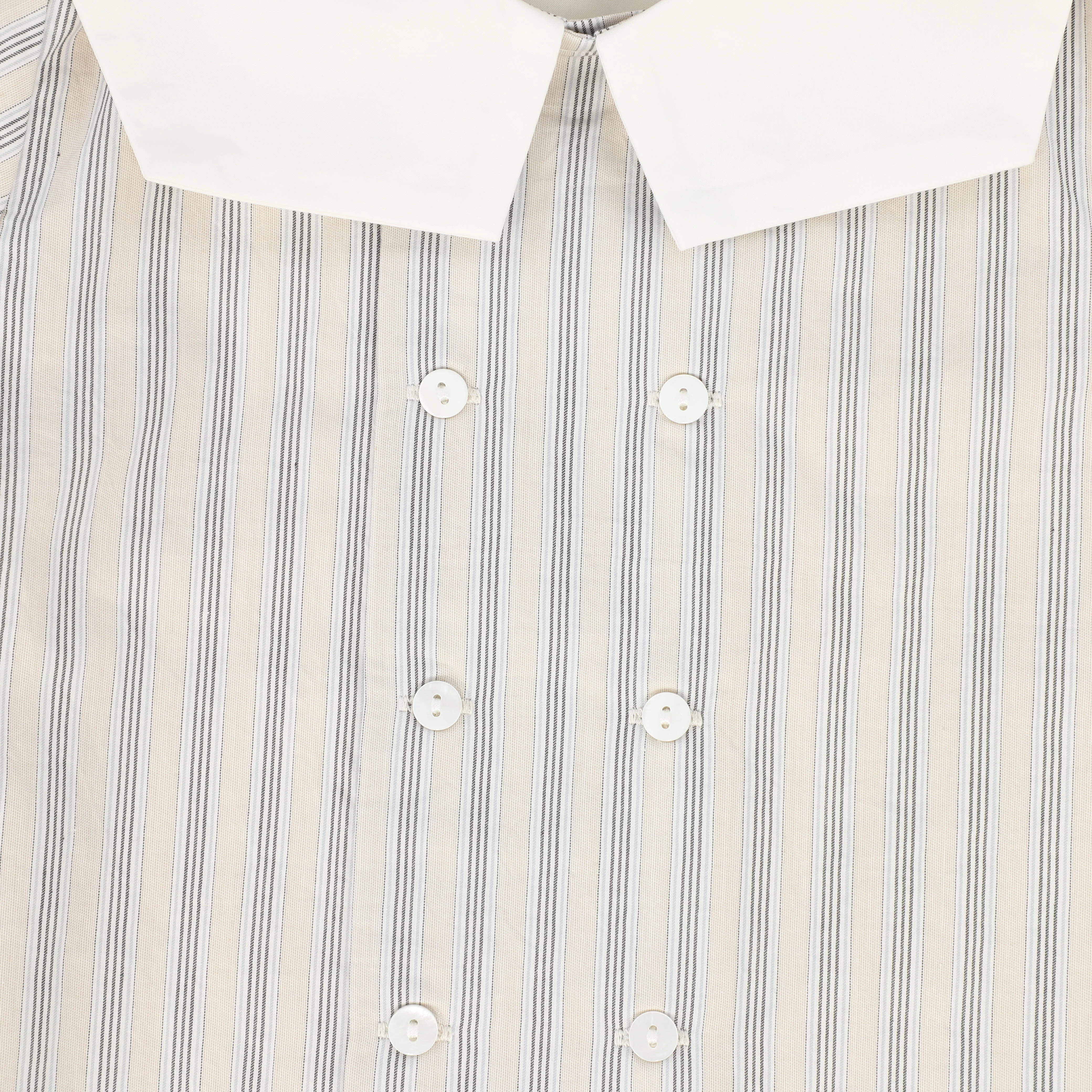 LE BOURDON BEIGE DOUBLE STRIPE SAILOR COLLAR BLOUSE [FINAL SALE] - Image 3