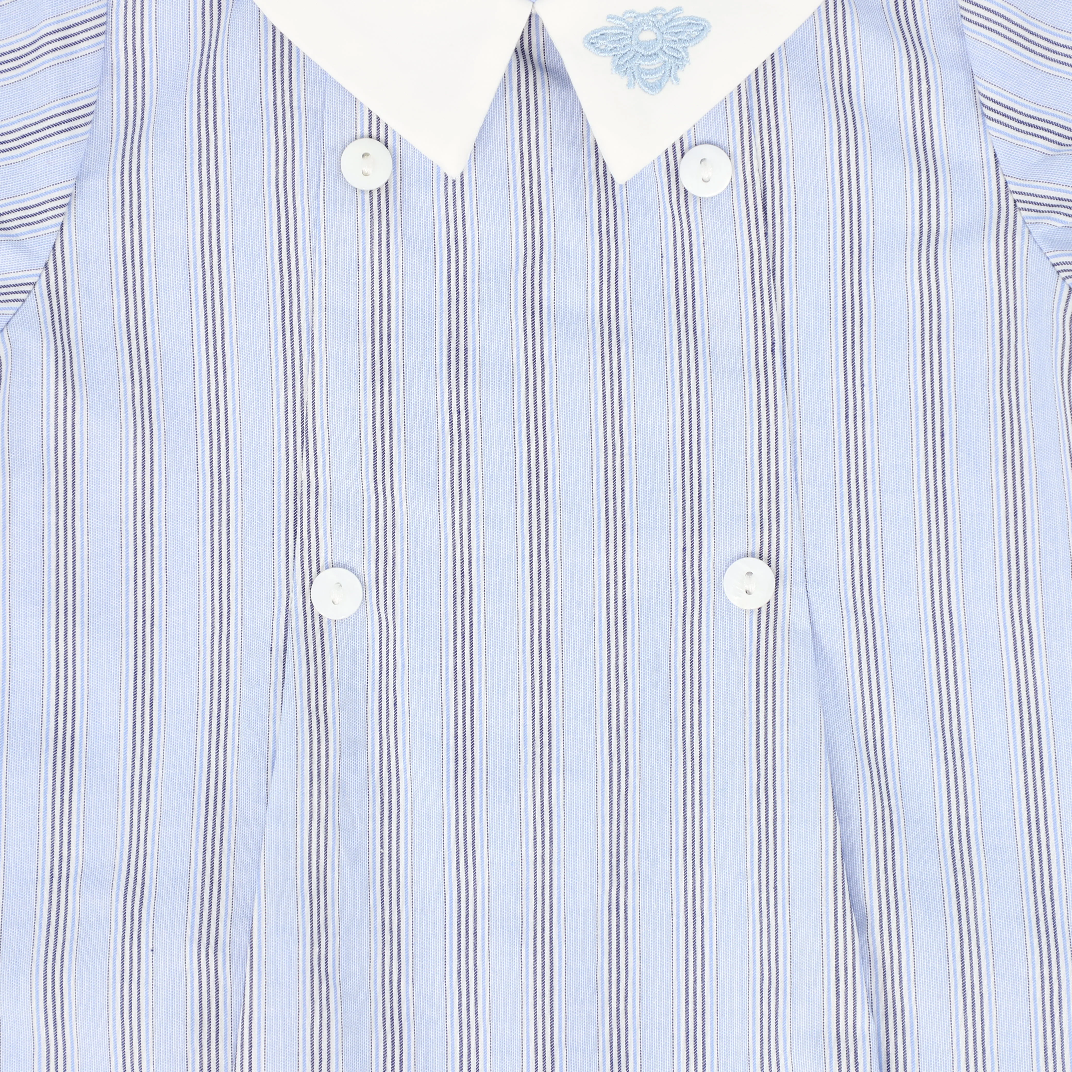 LE BOURDON BLUE DOUBLE STRIPE BUTTON PLEAT ROMPER [FINAL SALE] - Image 3