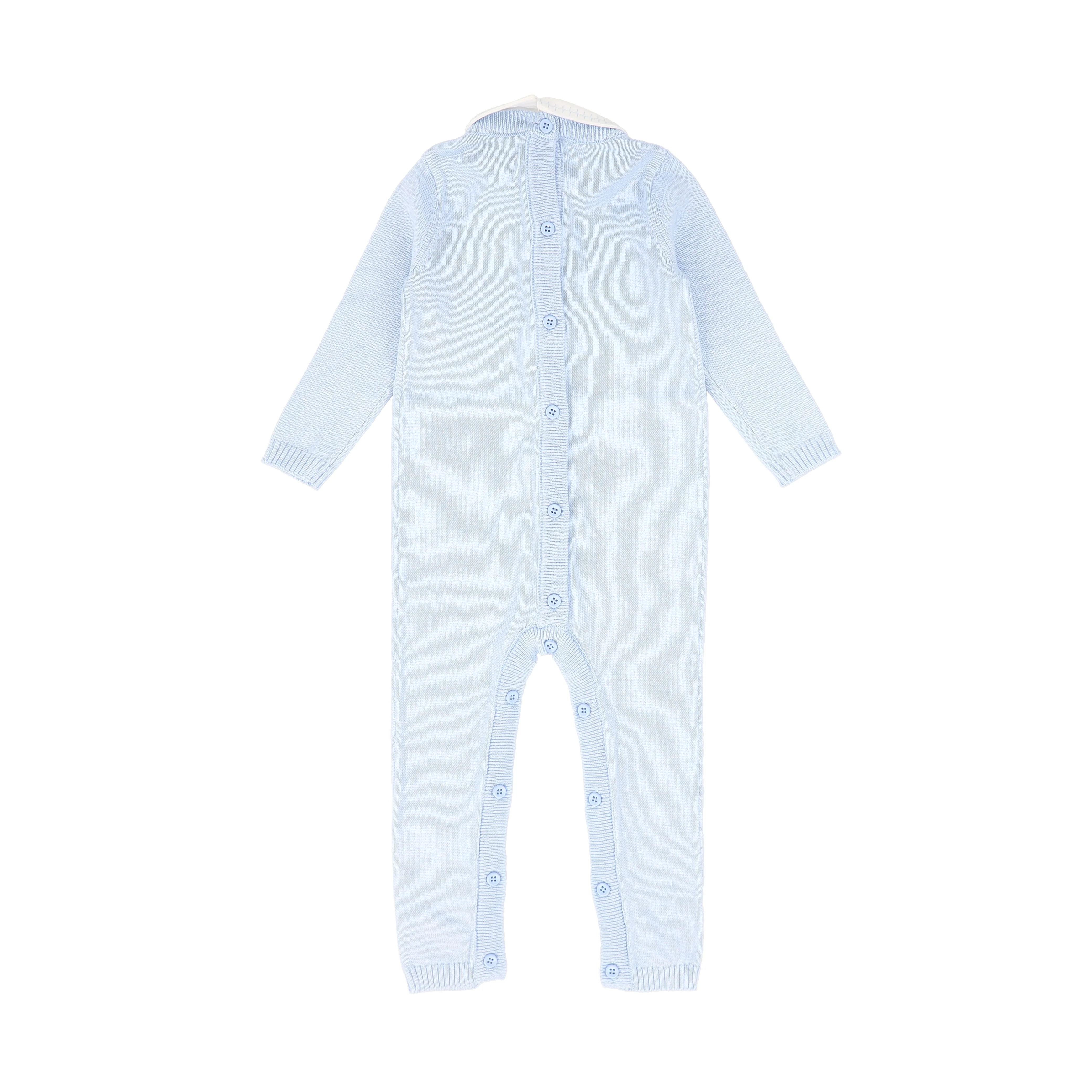LE BOURDON BLUE KNIT CABLE STRIPE COLLAR ROMPER [FINAL SALE] - Image 2