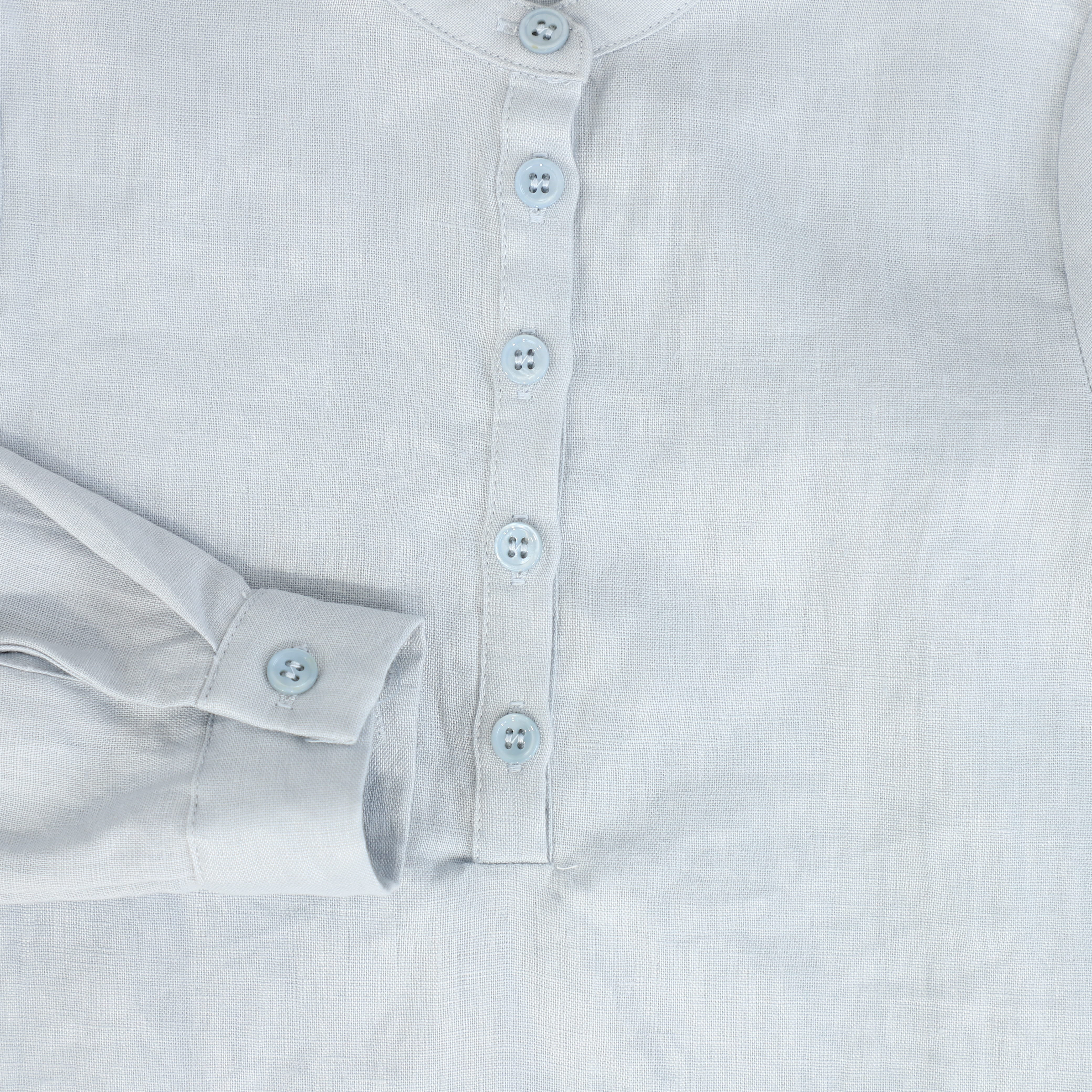 LE BOURDON BLUE LINEN BUTTON BLOUSE [FINAL SALE] - Image 3