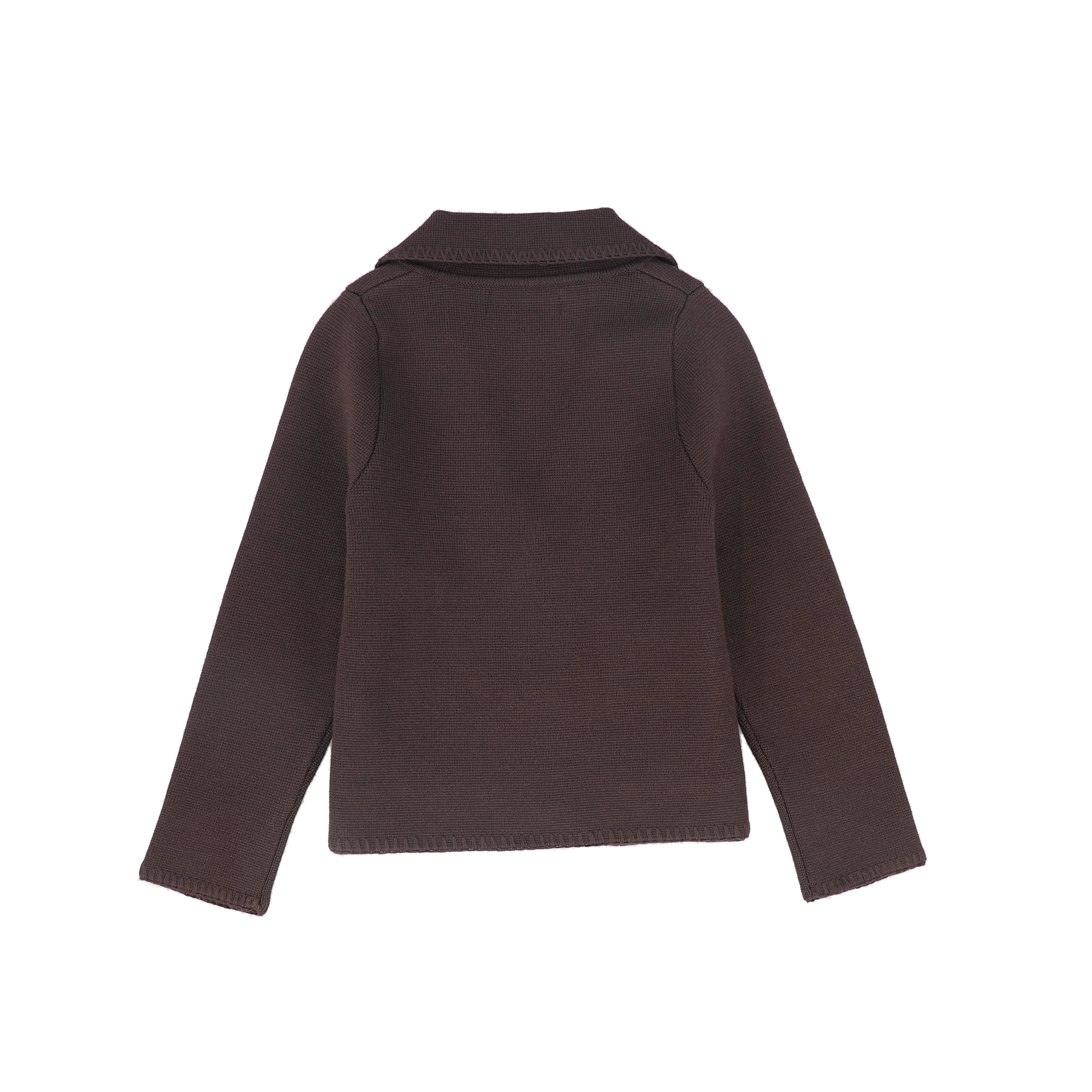 LE BOURDON BROWN PIPED KNIT BLAZER [FINAL SALE] - Image 2