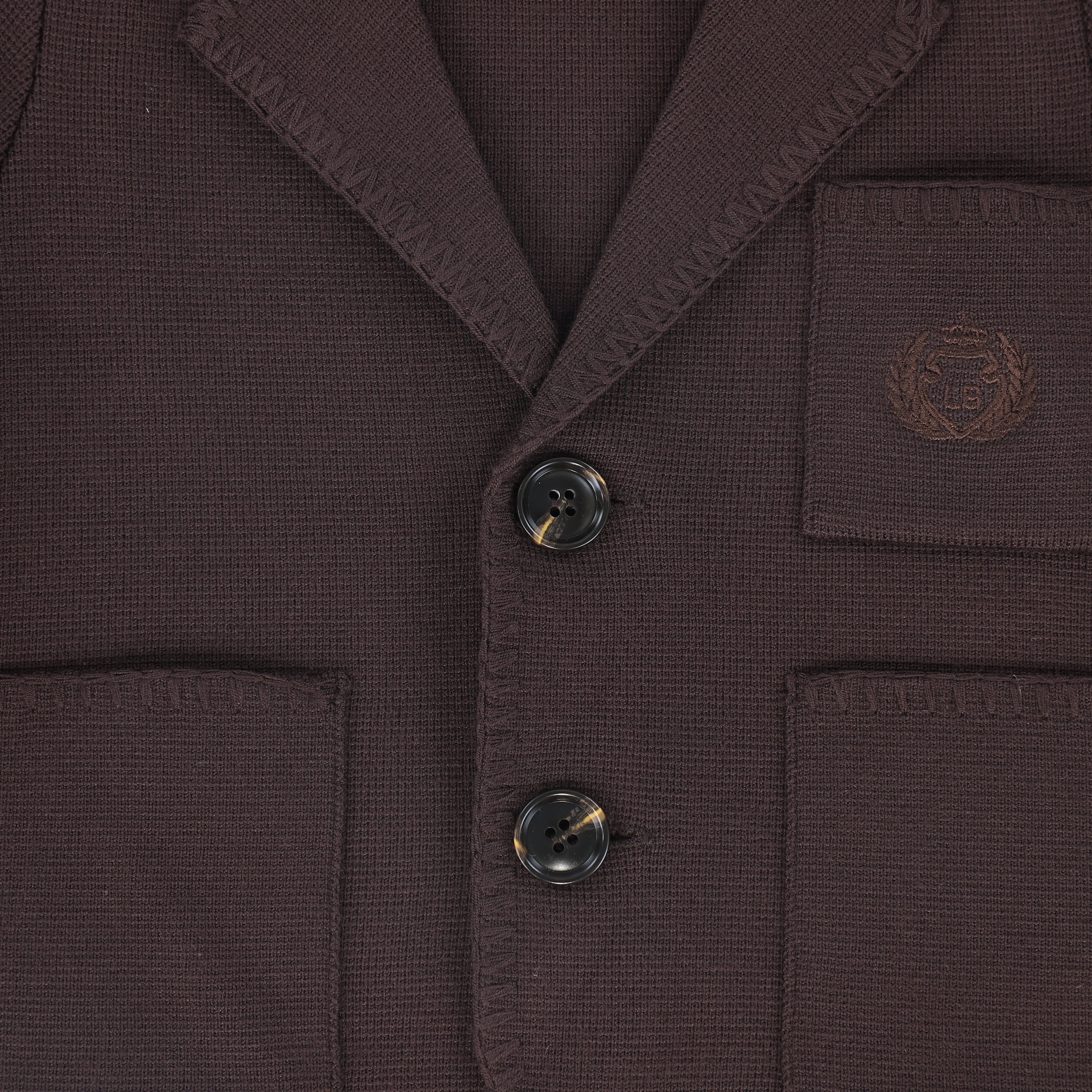LE BOURDON BROWN PIPED KNIT BLAZER [FINAL SALE] - Image 3