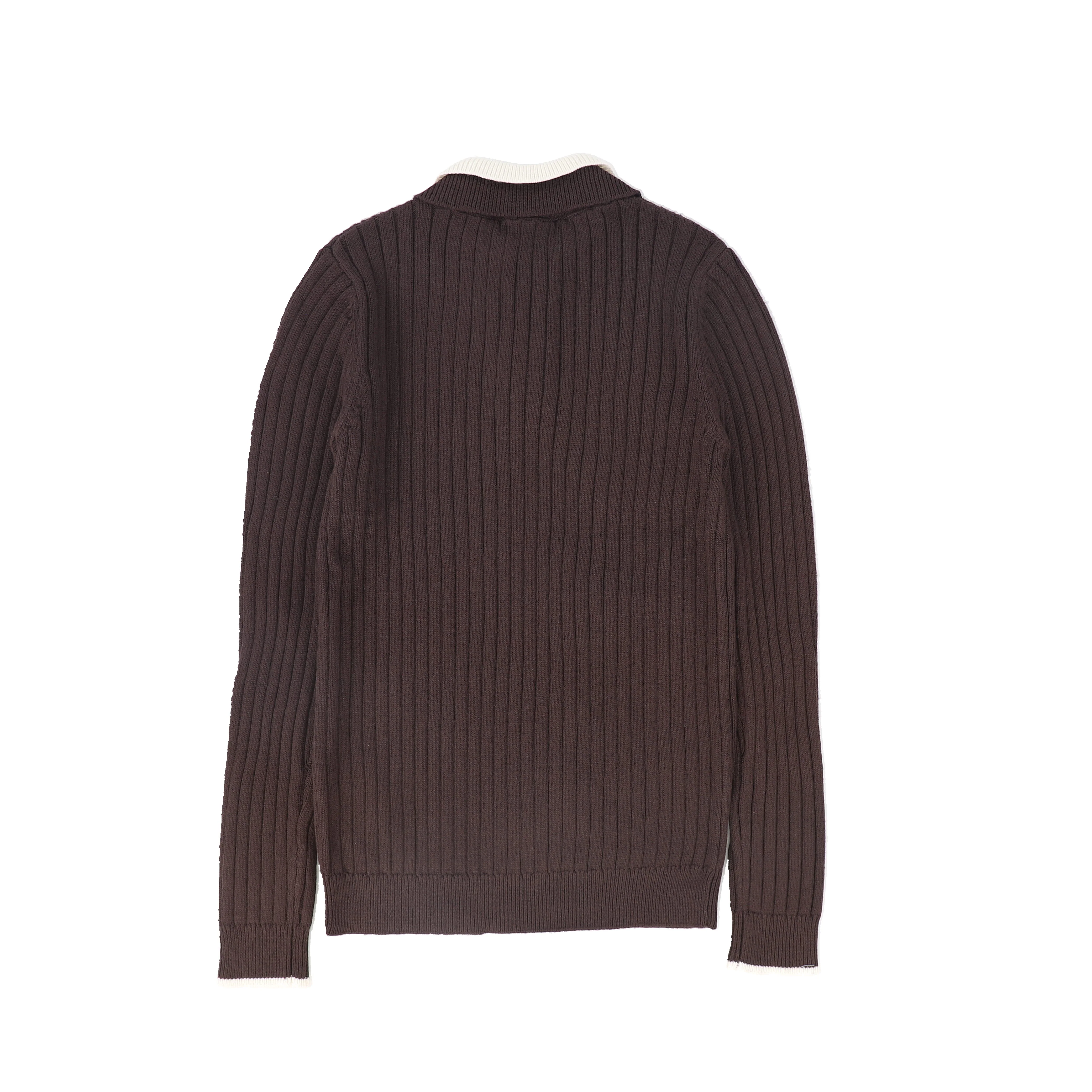 LE BOURDON BROWN WIDE RIBBED COLLAR SWEATER [FINAL SALE] - Image 2