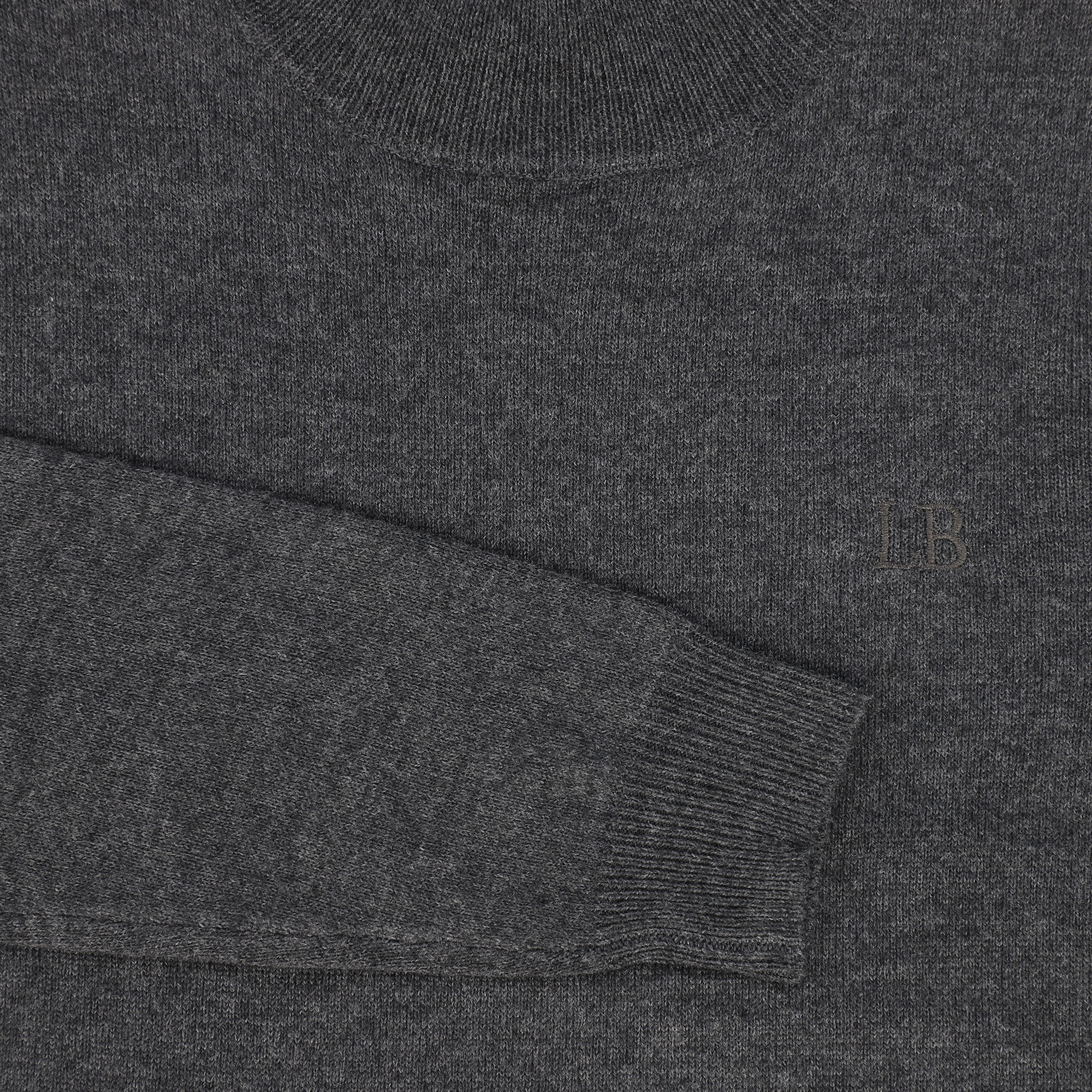 LE BOURDON CHARCOAL SILK KNIT MOCK NECK SWEATER [FINAL SALE] - Image 3
