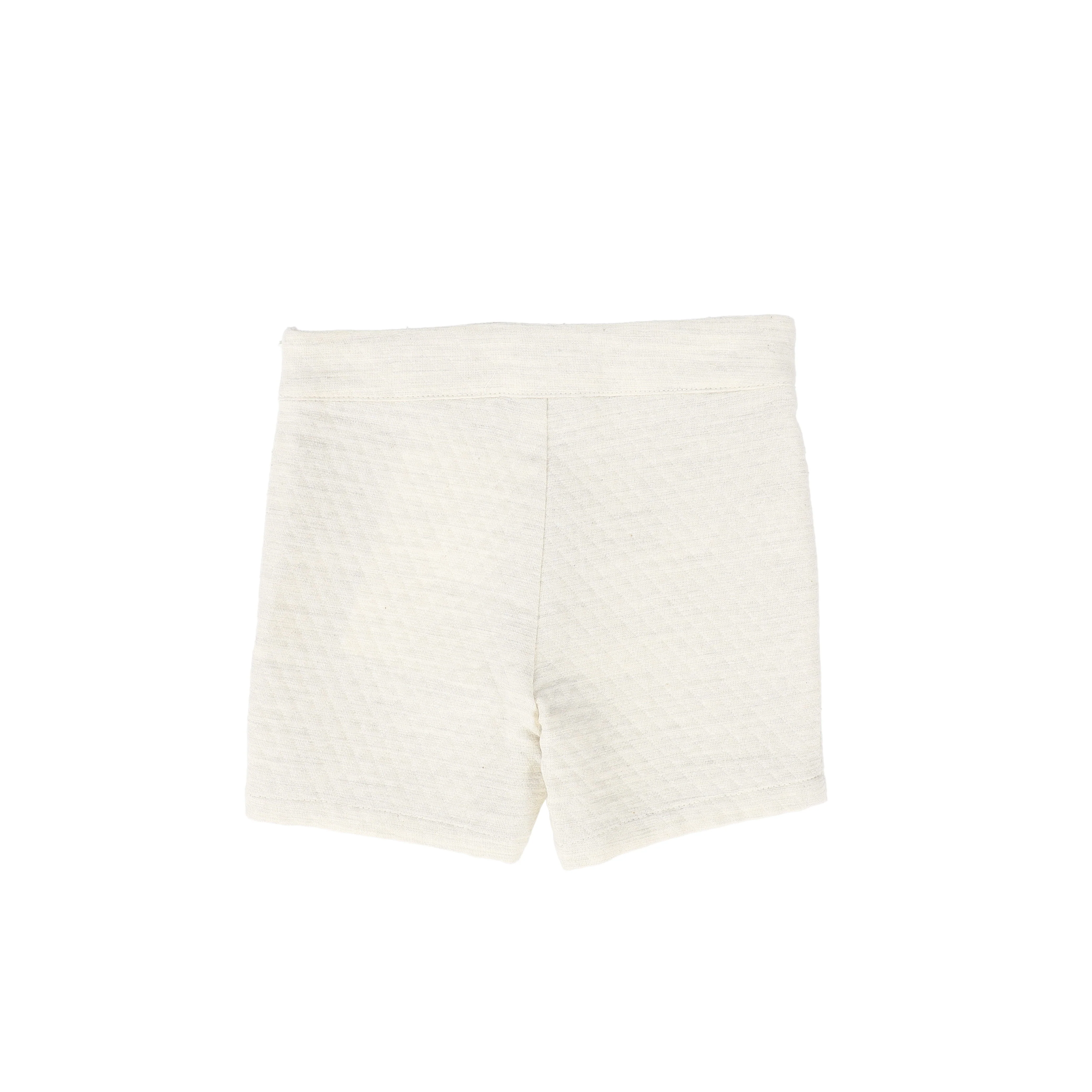 LE BOURDON CREAM TEXTURED BUTTON SHORTS [FINAL SALE] - Image 2