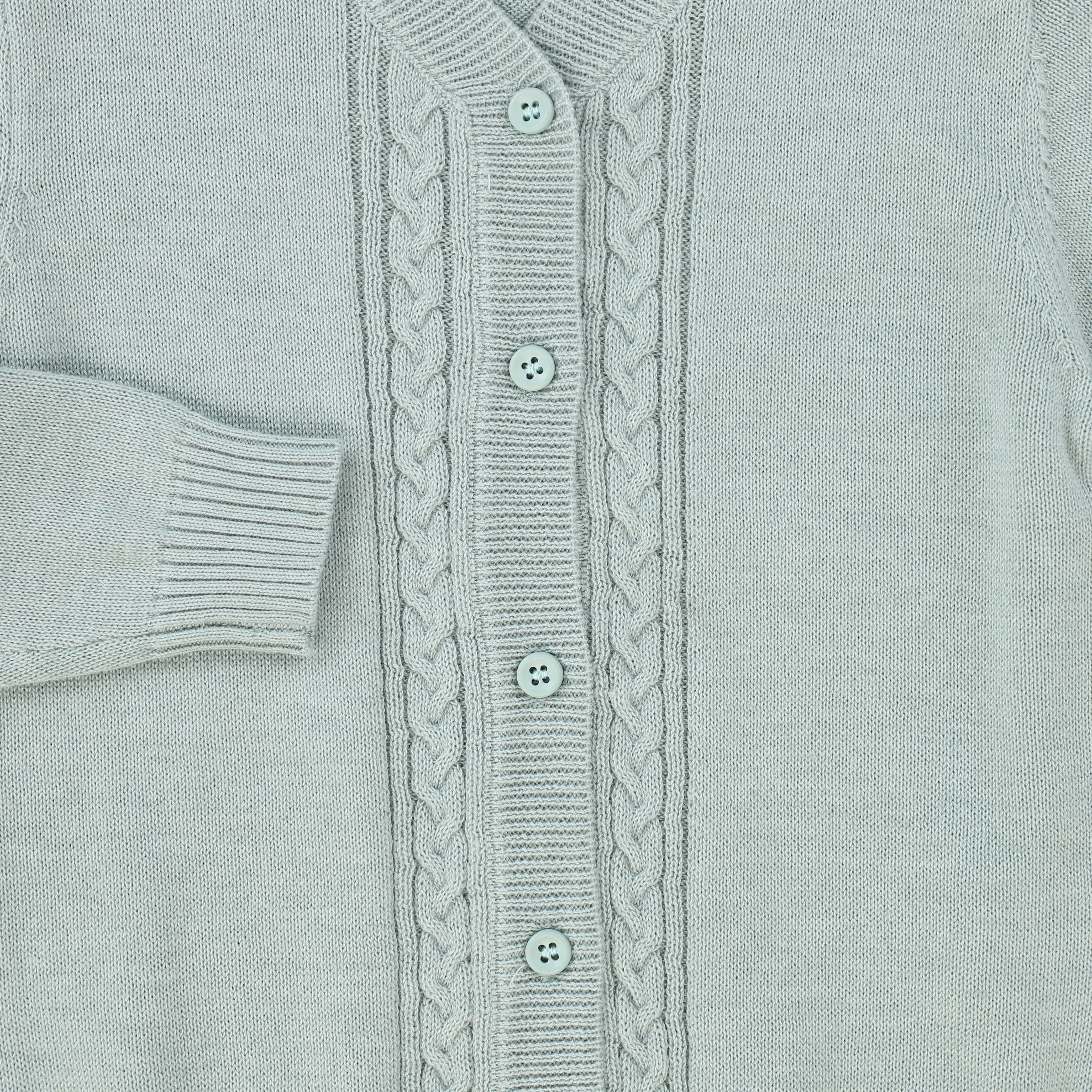 LE BOURDON GREEN KNIT CABLE STRIPE COLLAR CARDIGAN [FINAL SALE] - Image 3
