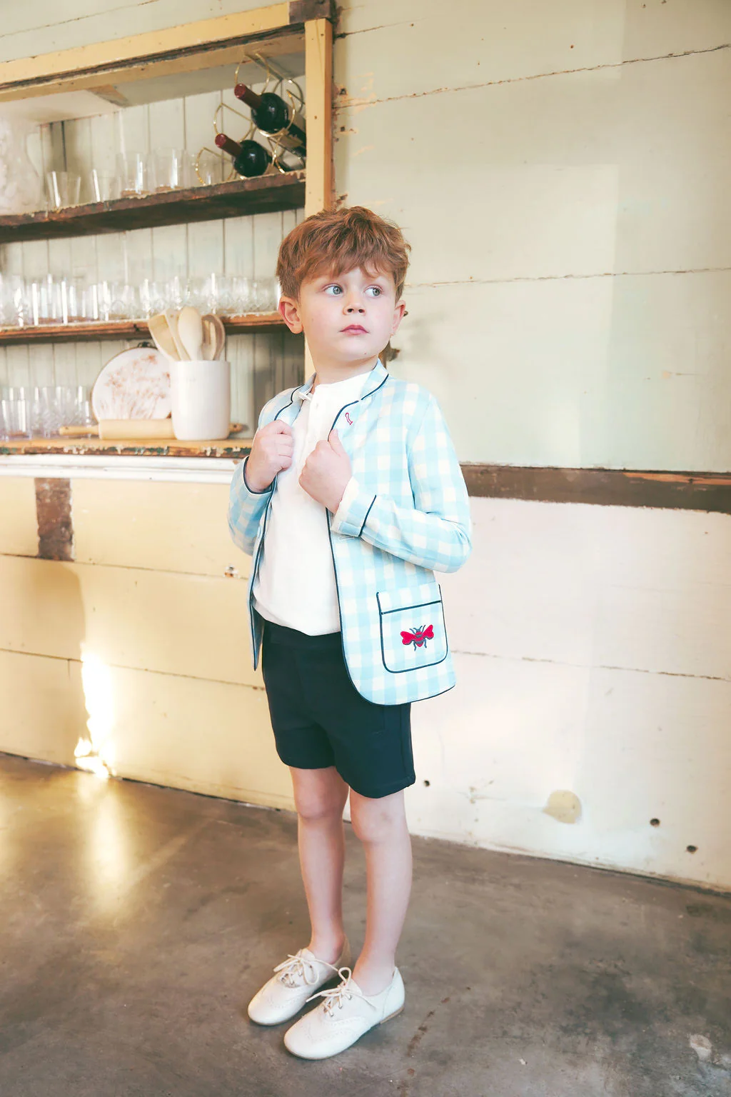 LE BOURDON LIGHT BLUE CHECKED POCKET BLAZER [FINAL SALE] - Image 4