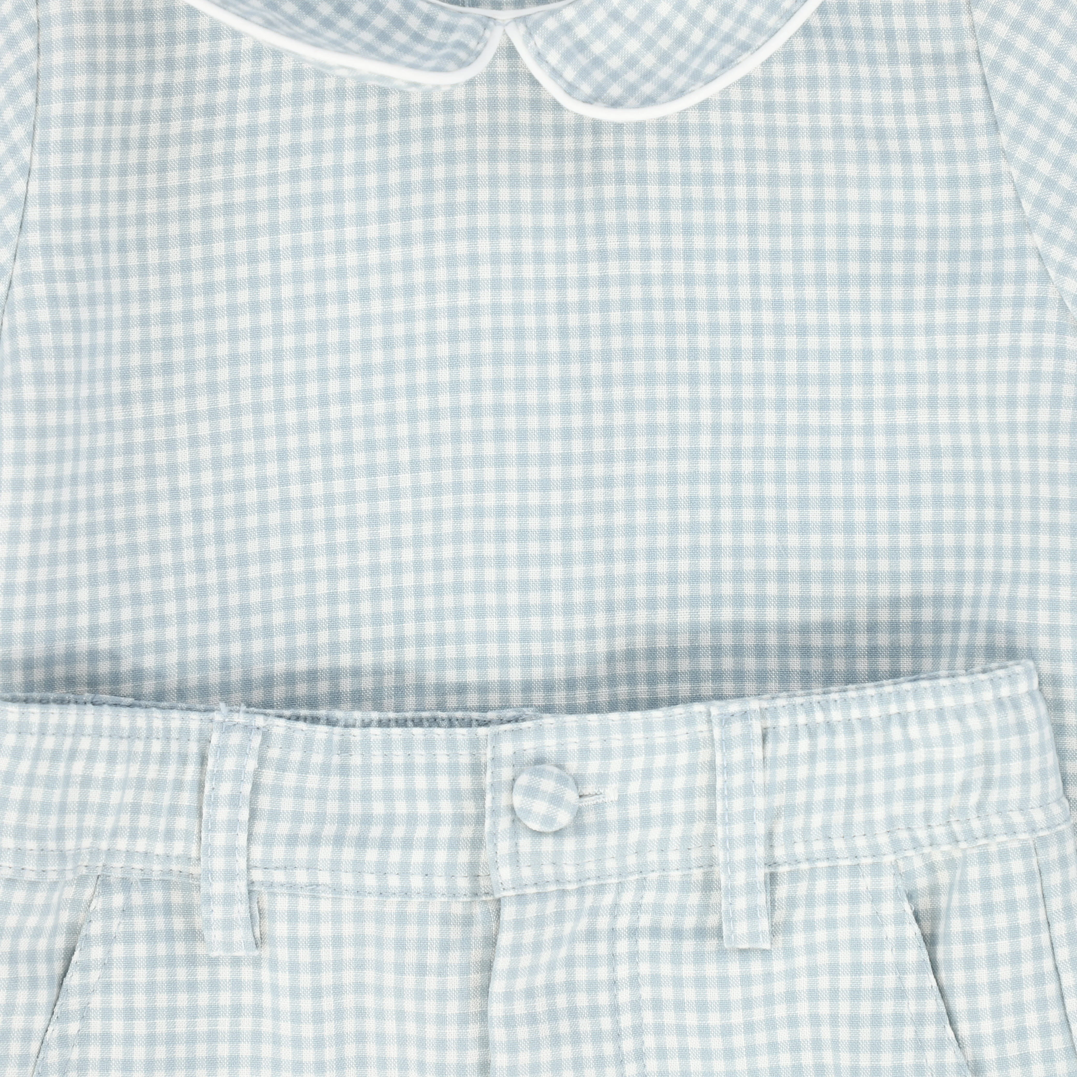 LE BOURDON BLUE LINEN PIPED COLLAR SET [FINAL SALE] - Image 2