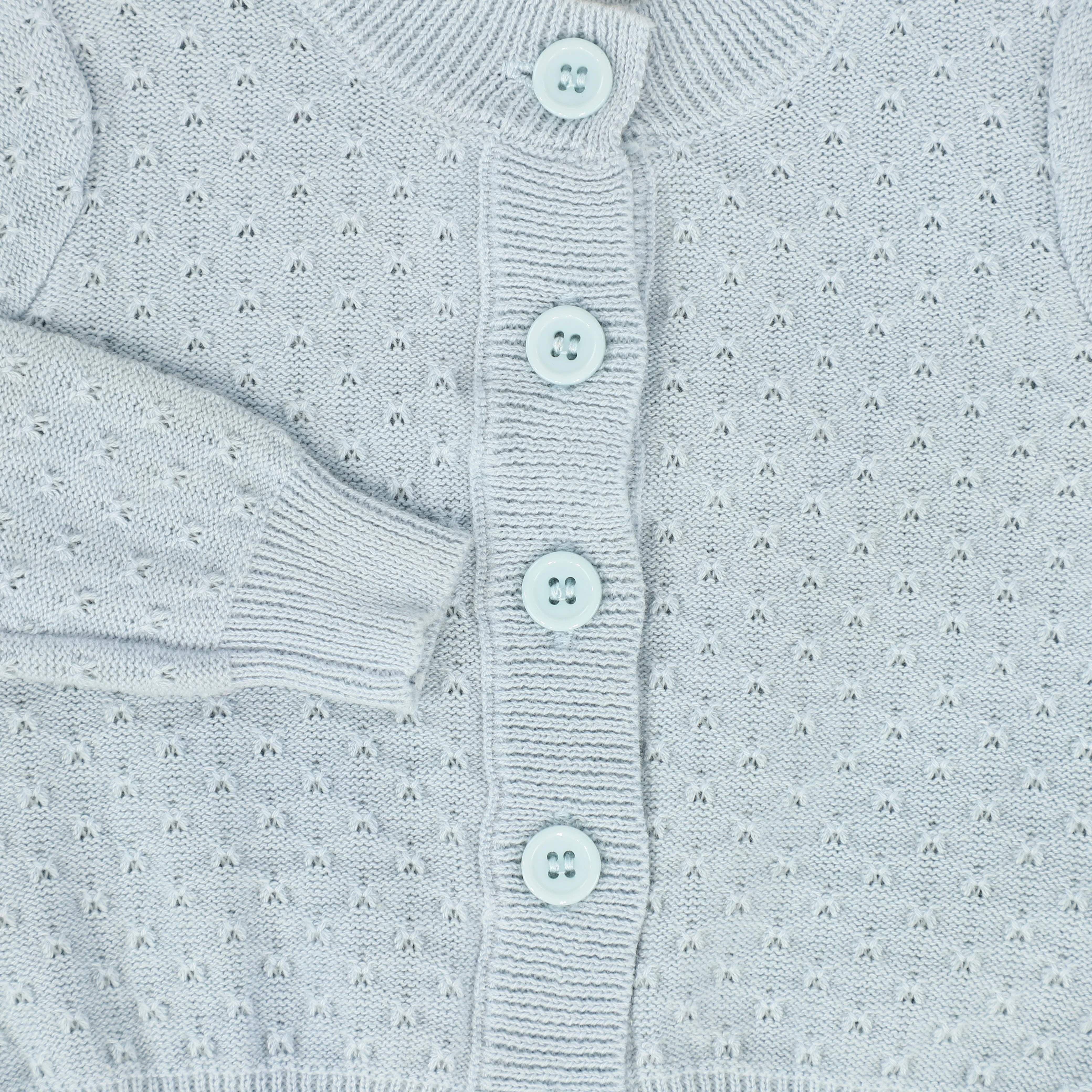 LE BOURDON LIGHT BLUE POINTELLE BUTTON CARDIGAN [FINAL SALE] - Image 3