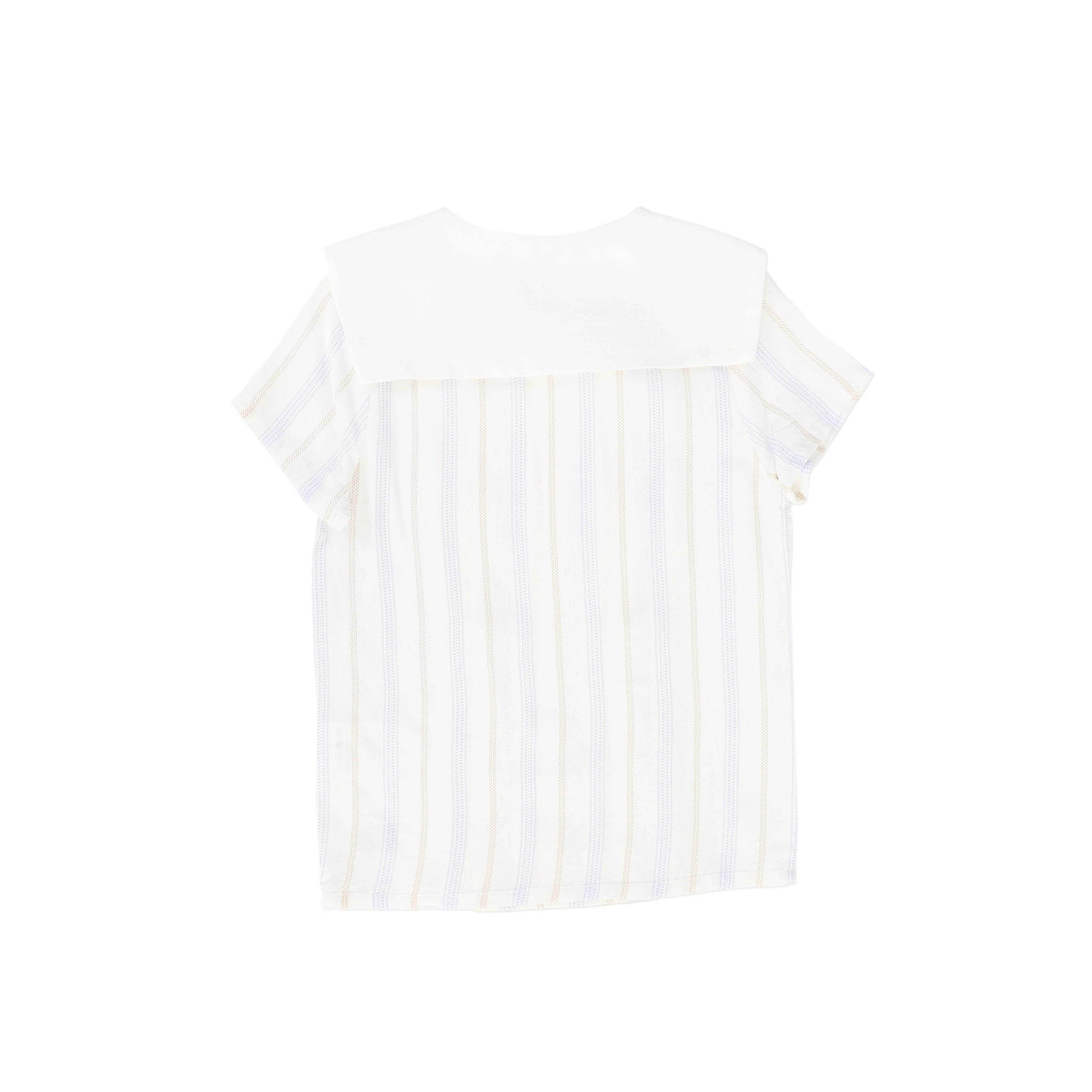 LE BOURDON IVORY/BLUE STRIPE DOUBLE BREASTED BLOUSE [FINAL SALE] - Image 2