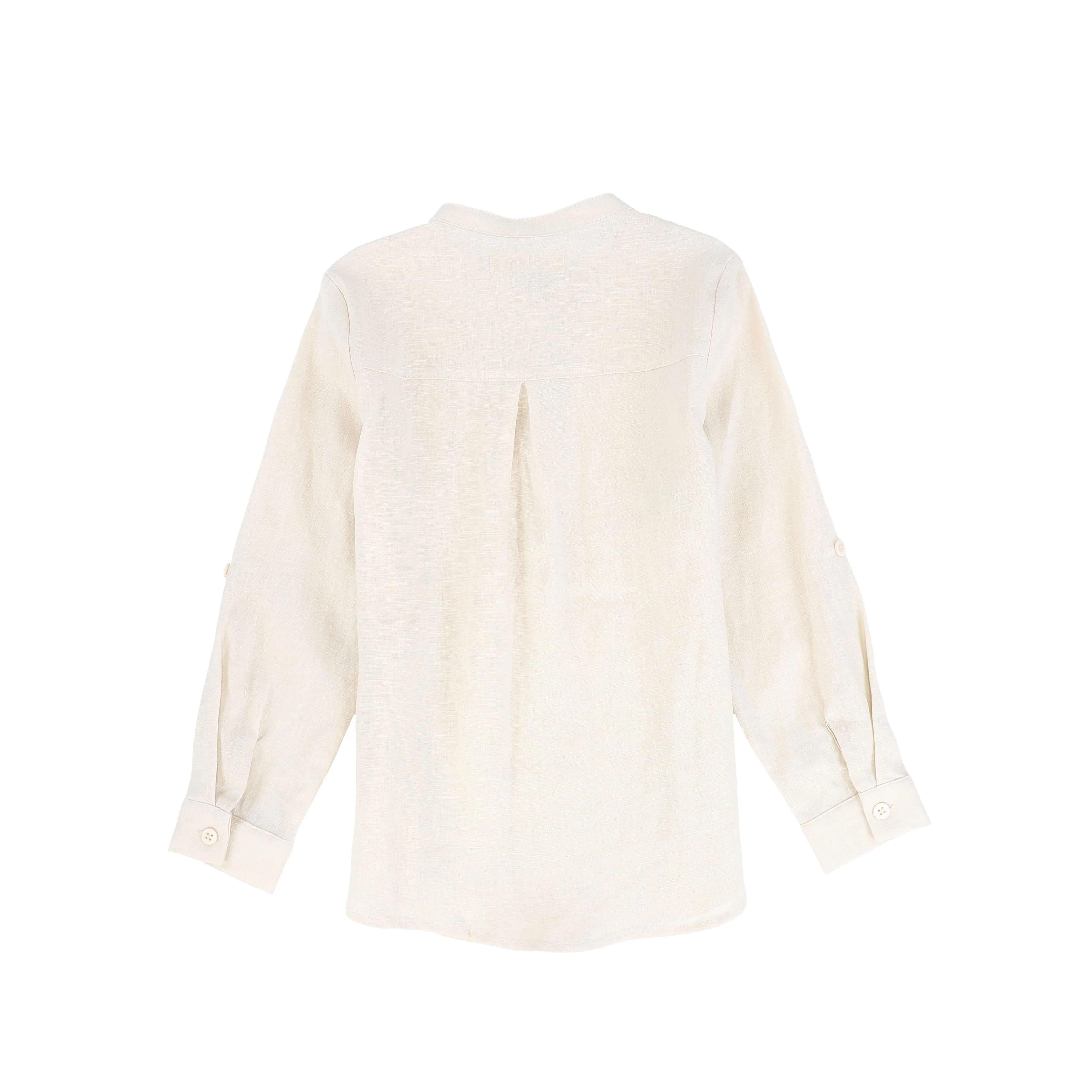 LE BOURDON TAN LINEN BUTTON BLOUSE [FINAL SALE] - Image 2