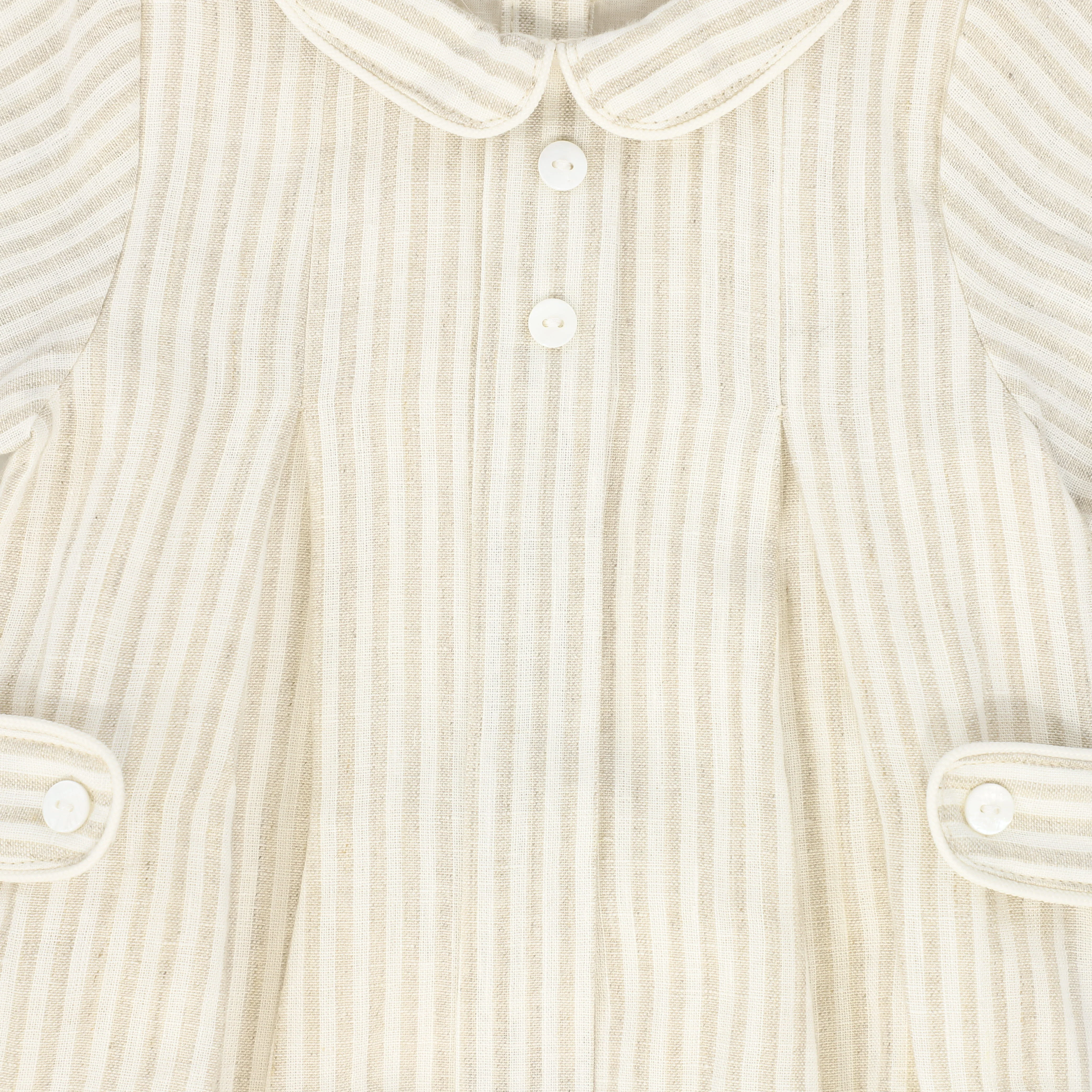 LE BOURDON TAN LINEN PLEAT ROMPER [FINAL SALE] - Image 3