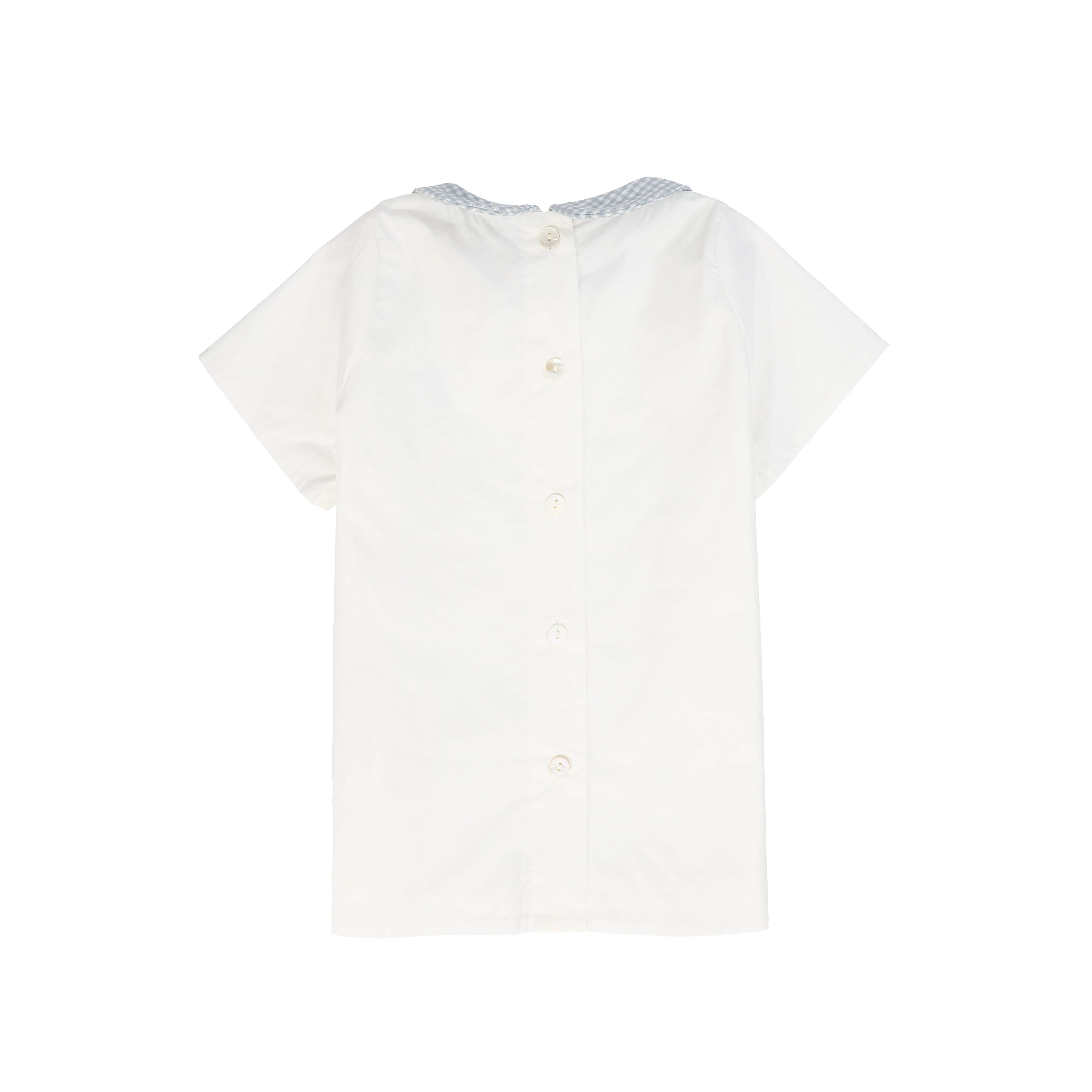 LE BOURDON WHITE/BLUE LINEN COLLAR BLOUSE [FINAL SALE] - Image 2