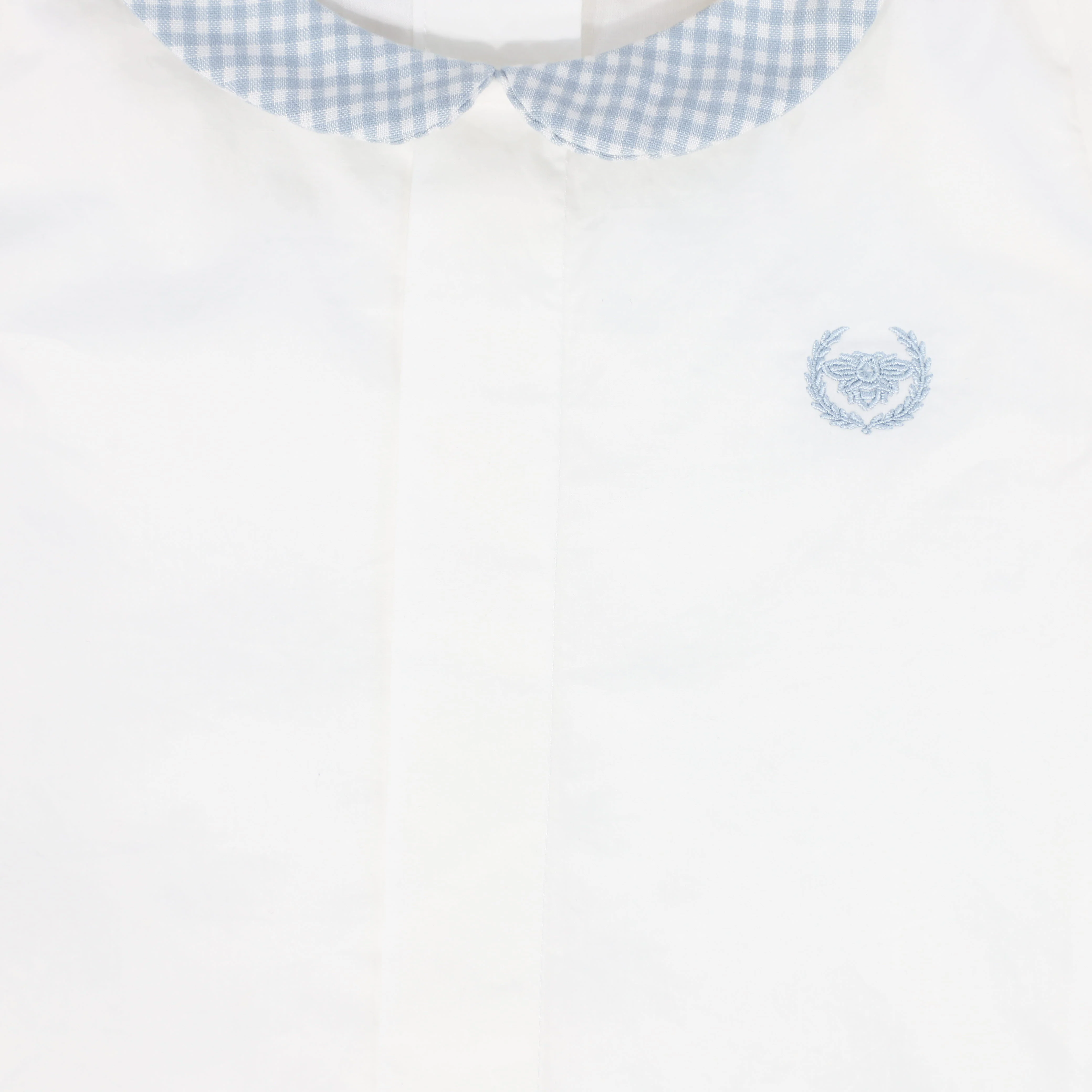 LE BOURDON WHITE/BLUE LINEN COLLAR BLOUSE [FINAL SALE] - Image 3