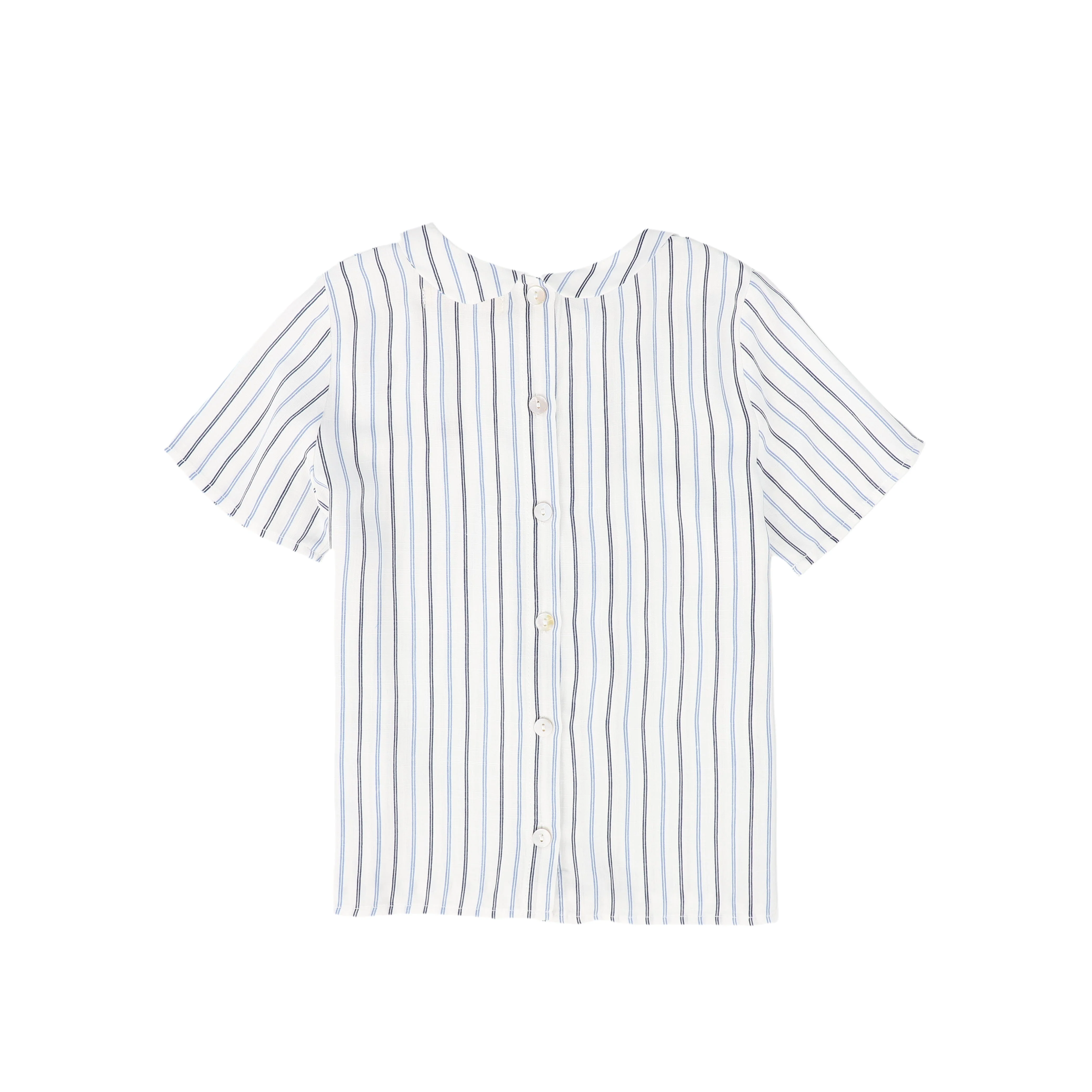 LE BOURDON WHITE/BLUE STRIPED PETER PAN COLLAR SHIRT [FINAL SALE] - Image 2