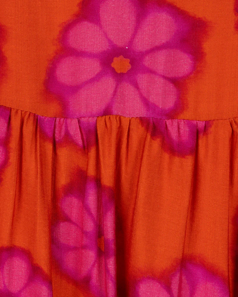 LILOU ORANGE/HOT PINK FLORAL COLLAR DRESS [FINAL SALE] - Image 2