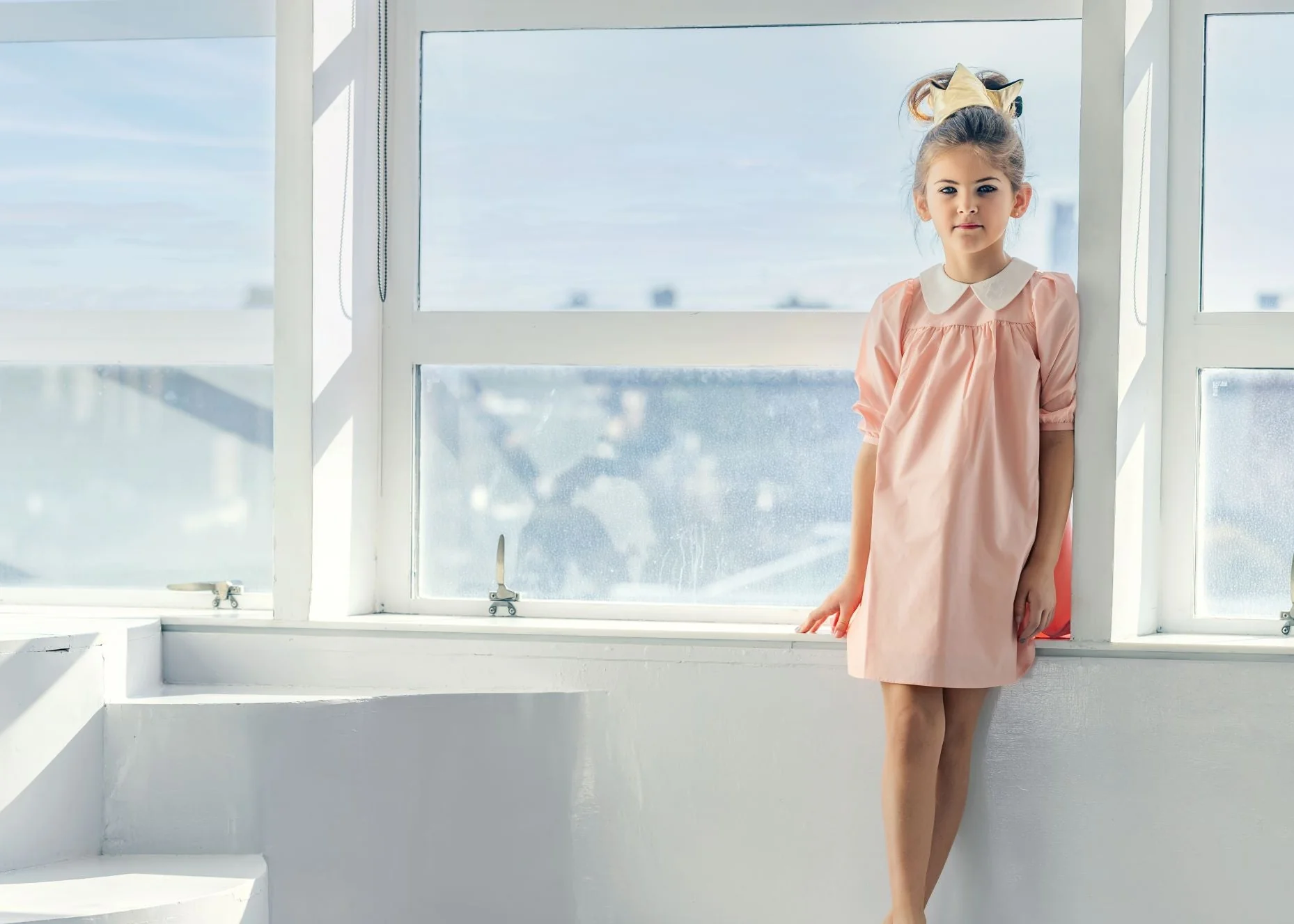 LITTLE TEMPEST PINK HIGH WAIST COLLAR DRESS [FINAL SALE] - Image 2