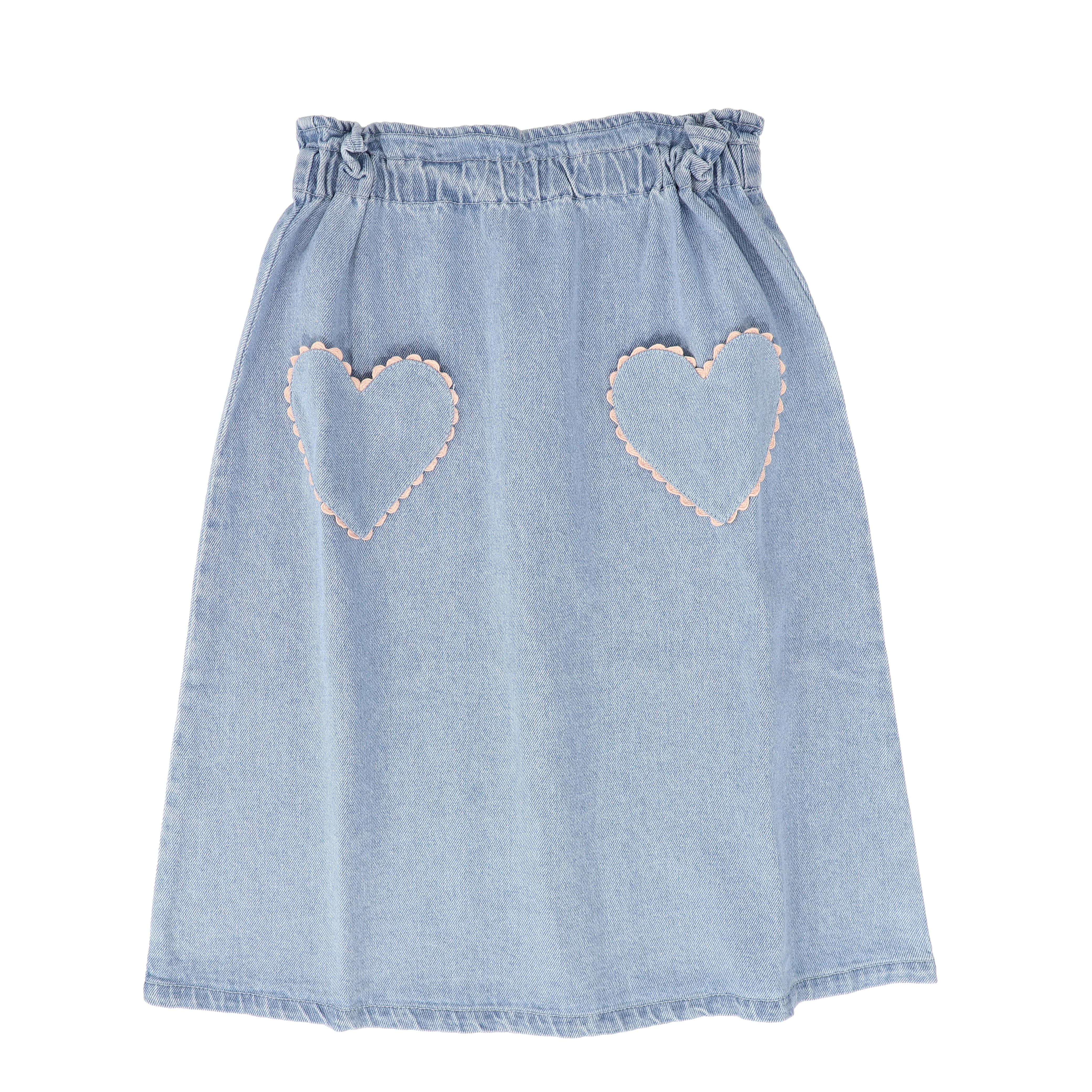 LOUIS LOUISE DENIM WASH HEART POCKET SKIRT [FINAL SALE] - Image 2