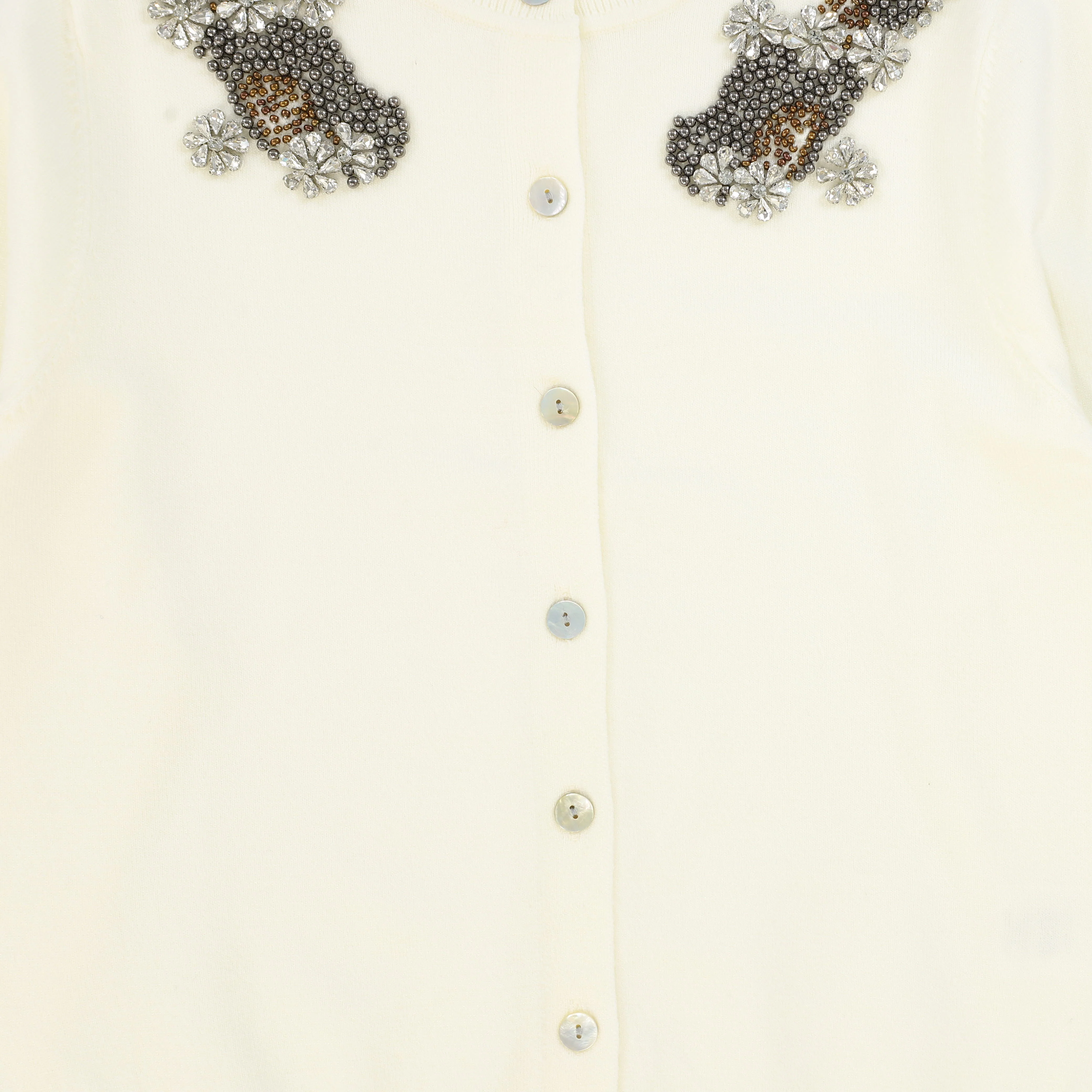 MALLORY AND MERLOT CREAM BEADED PATCH CARDIGAN [FINAL SALE] - Image 2