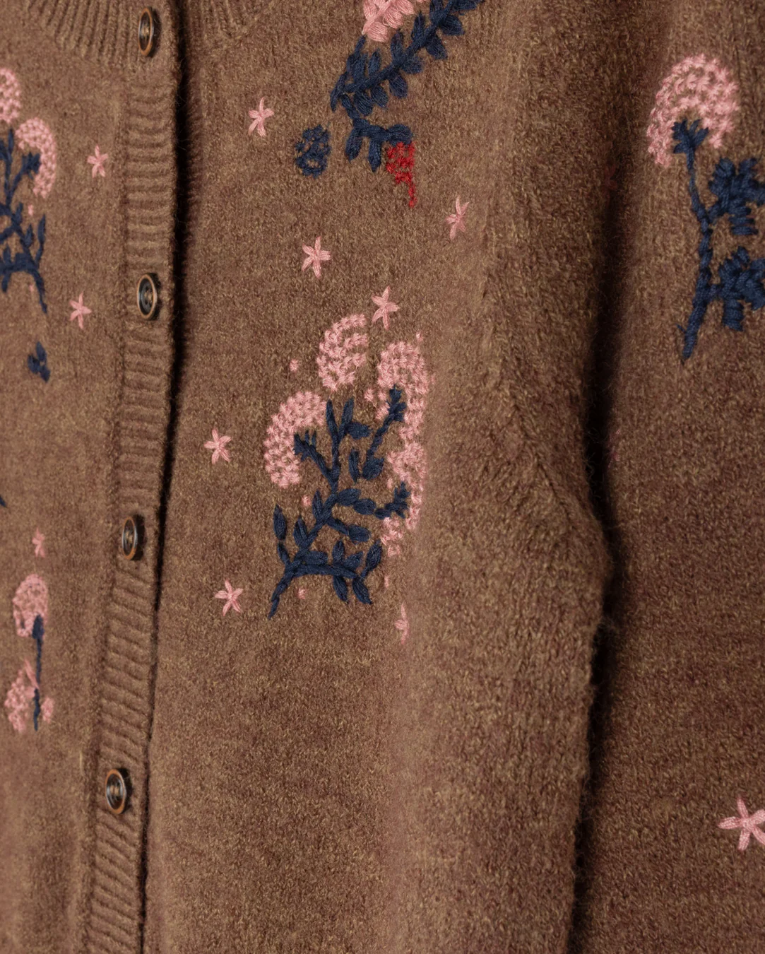 ONE CHILD BROWN FLOWER EMBROIDERED KNIT CARDIGAN [FINAL SALE] - Image 2