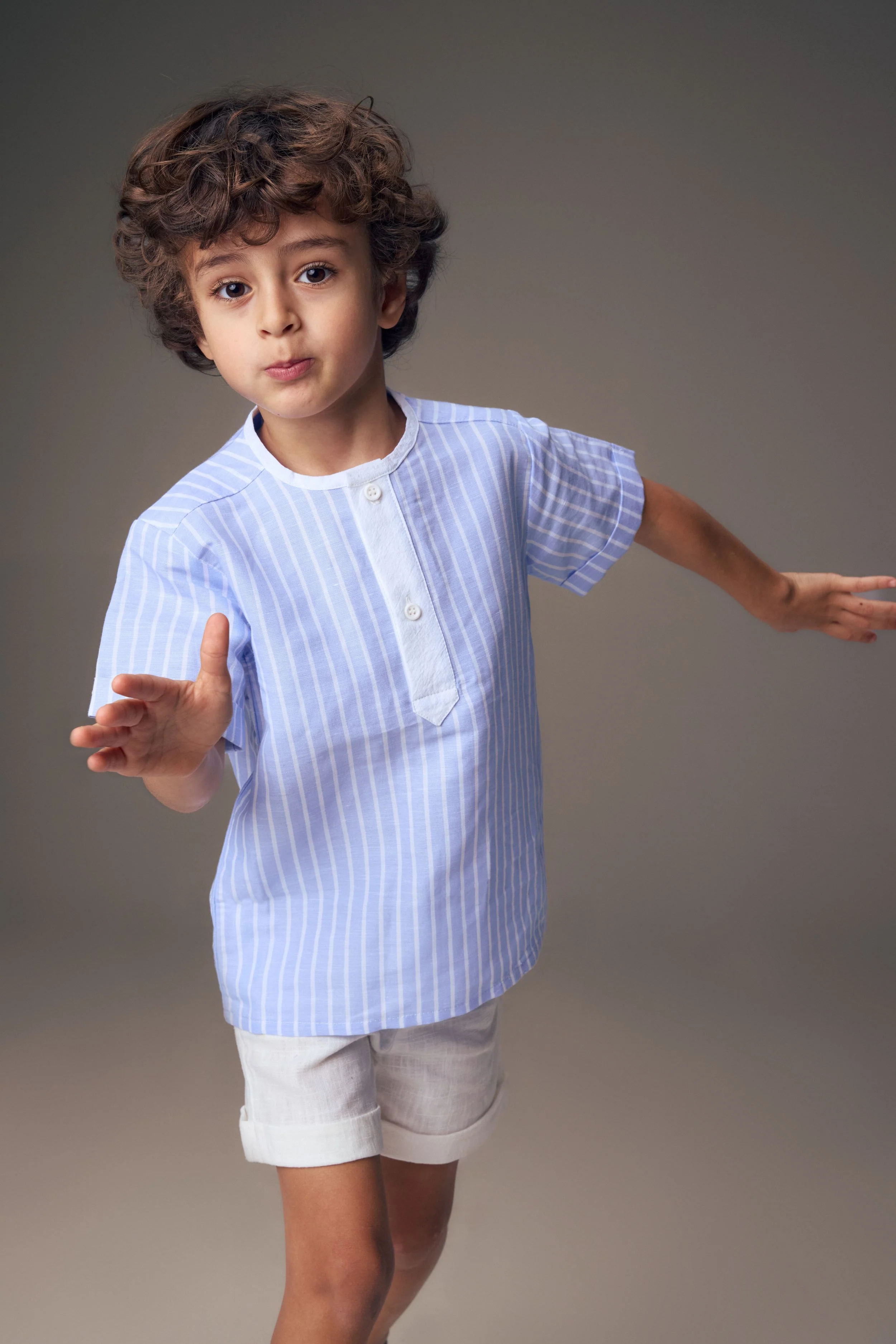 PERNILLE BLUE STRIPE BUTTON SHIRT [FINAL SALE] - Image 2