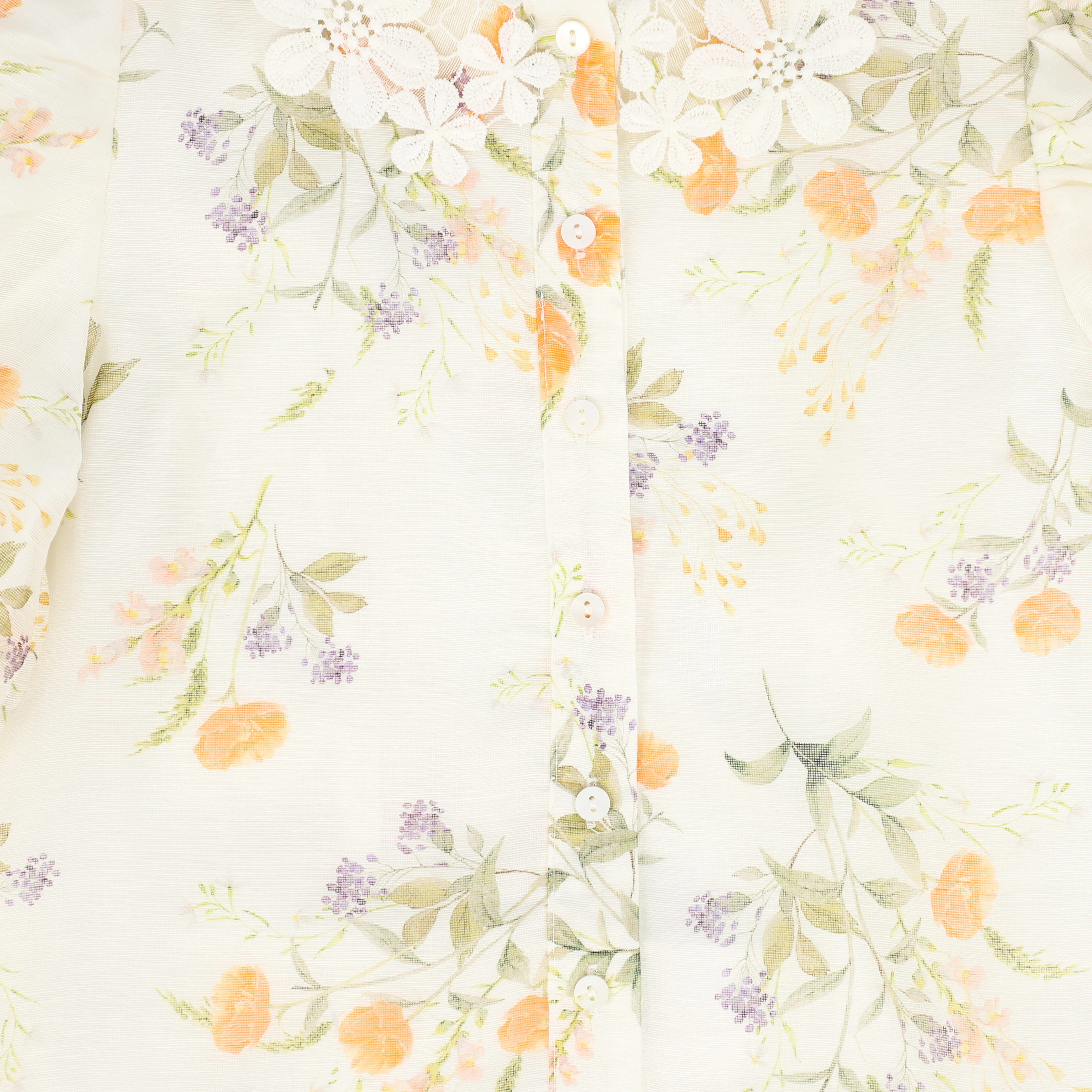 PETITE AMALIE WHITE FLORAL PUFF SLEEVE BLOUSE [FINAL SALE] - Image 3