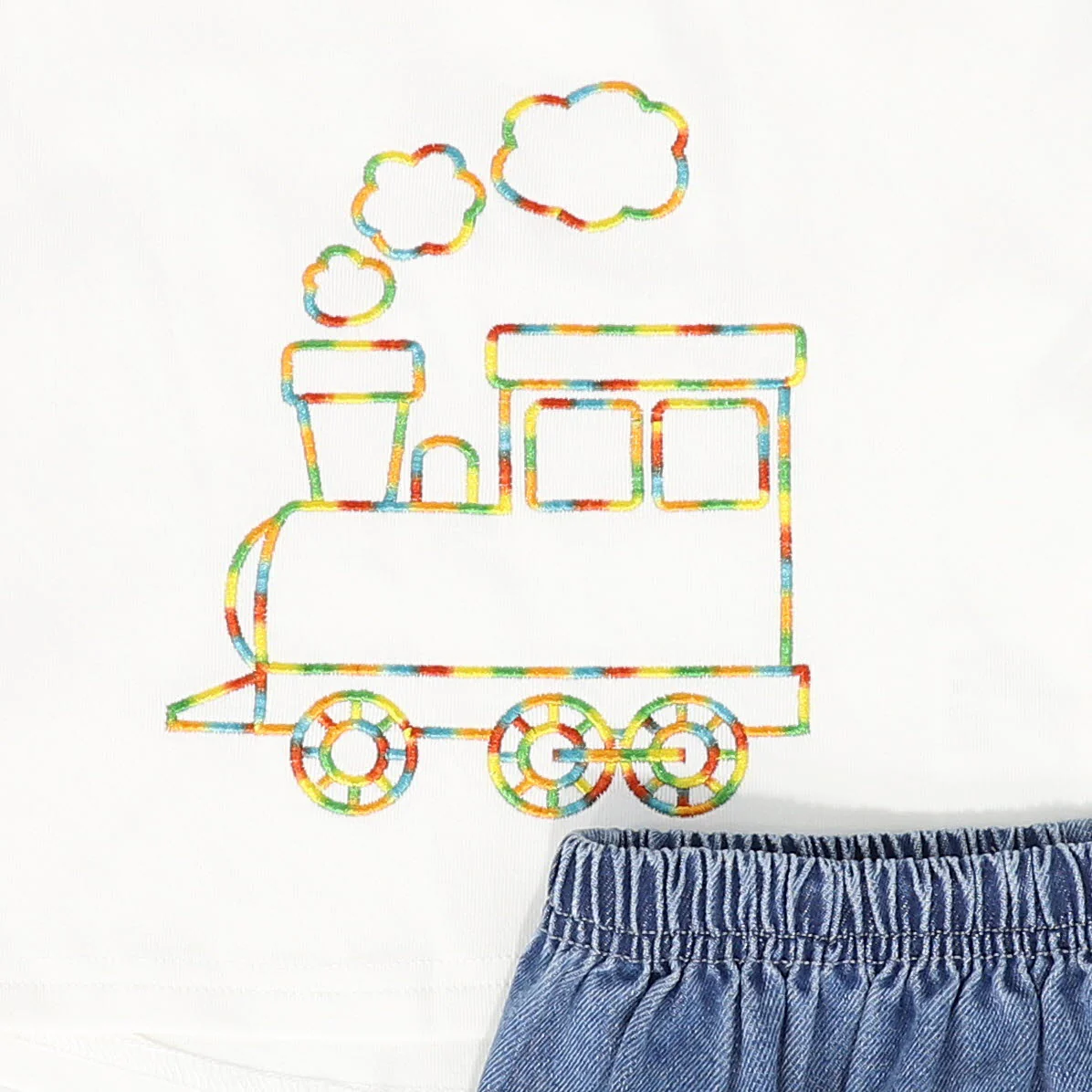 PHIL AND PHOEBE WHITE TRAIN BLOOMER SET [FINAL SALE] - Image 2
