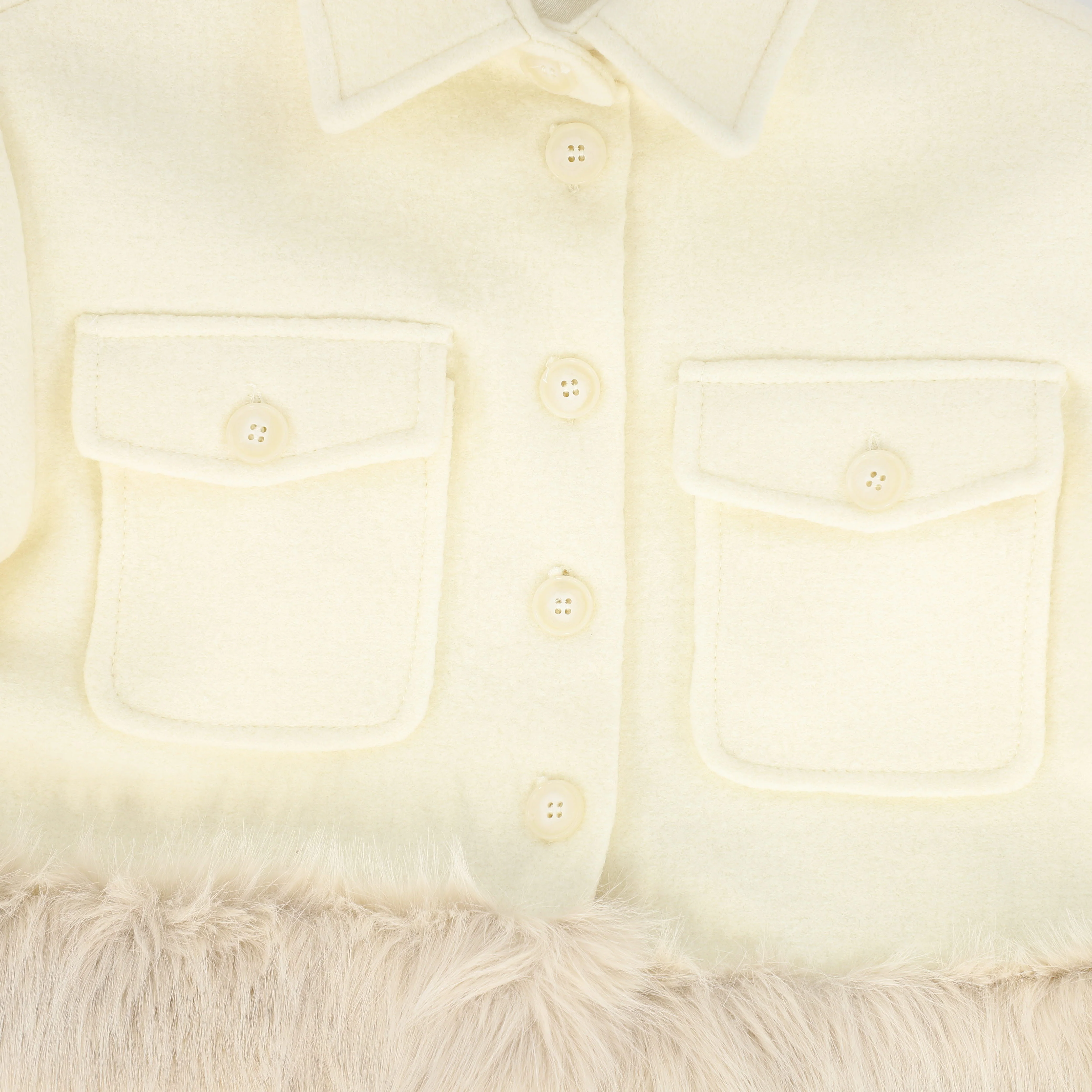 PICCOLA LUDO CREAM WOOL FUR TRIM JACKET[ FINAL SALE] - Image 3